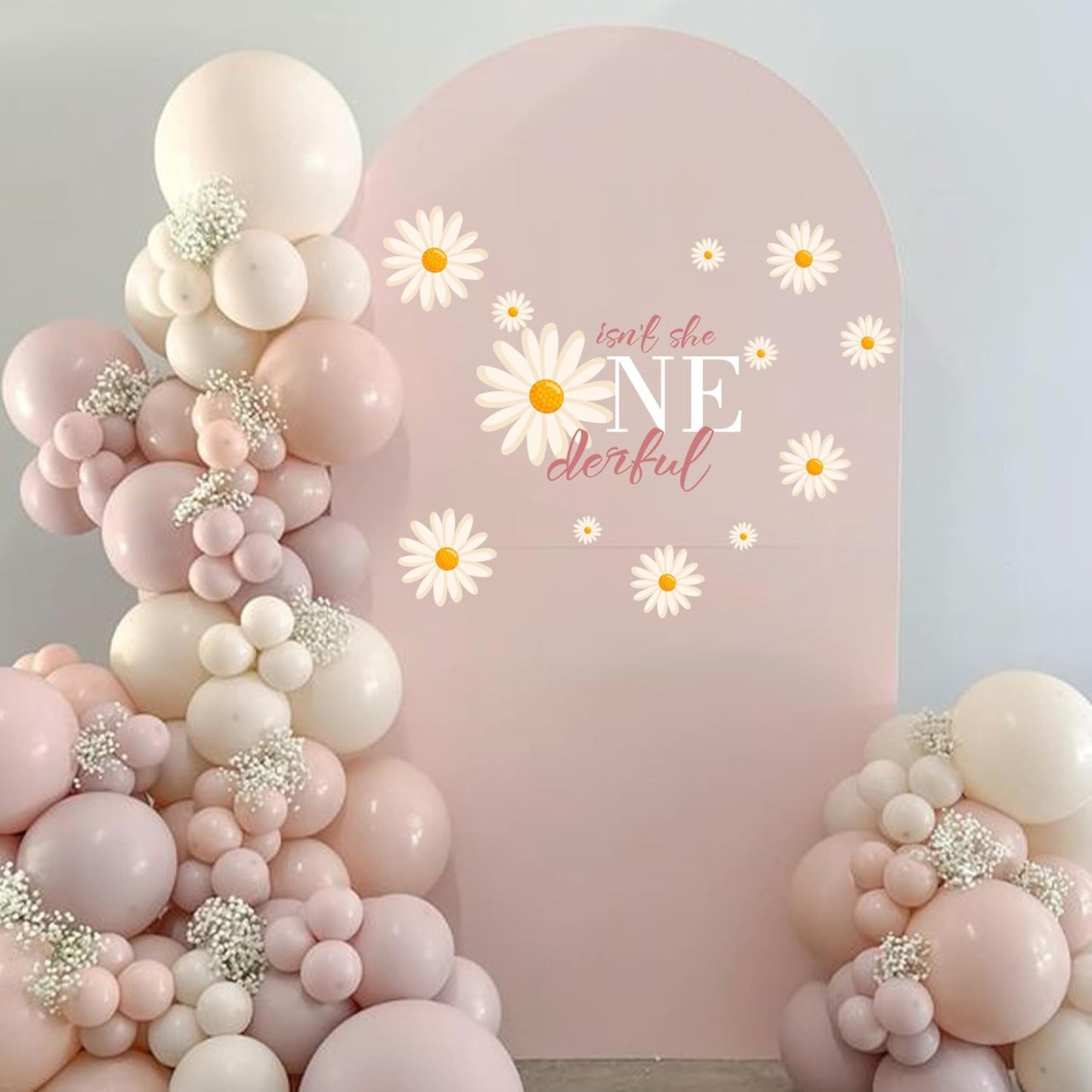Isn't She Onederful Decal -1st Birthday Party Decorations Wall Stickers, First Birthday Party Balloon Arch Decor Sign Decal, Daisy Theme Party Backdrop Wall Decoration Supplies Stickers