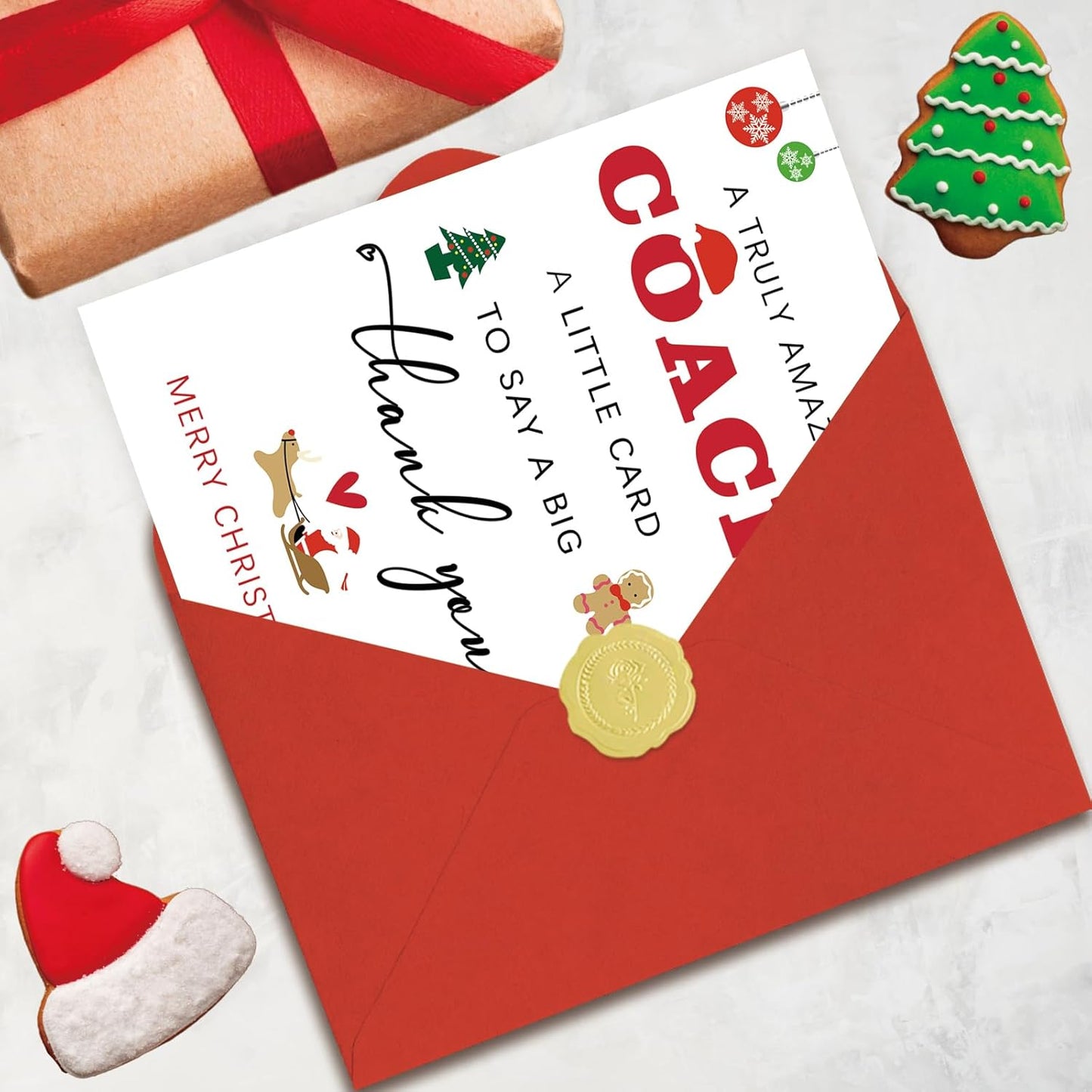 Coach Christmas Card for Men Women | Best Coaches Christmas Thank You Cards Gift for Football, Basketball, Volleyball, Baseball, Softball, Swim Team, Hockey, Golf...