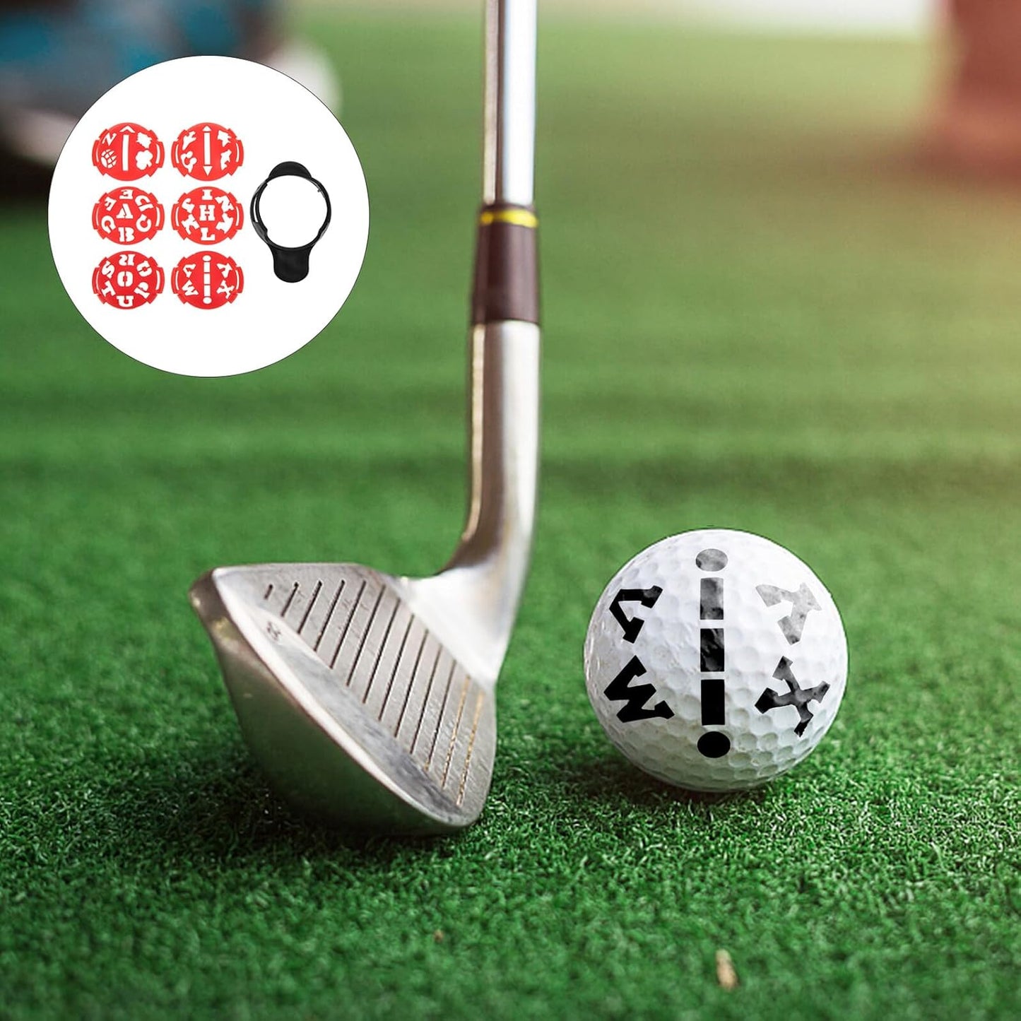Golf Ball Line Maker with Multiple Pattern Stencils for Accurate Alignment and Swing Marking Use Golf Accessories for Outdoor Courses Includes Black and Red Markers