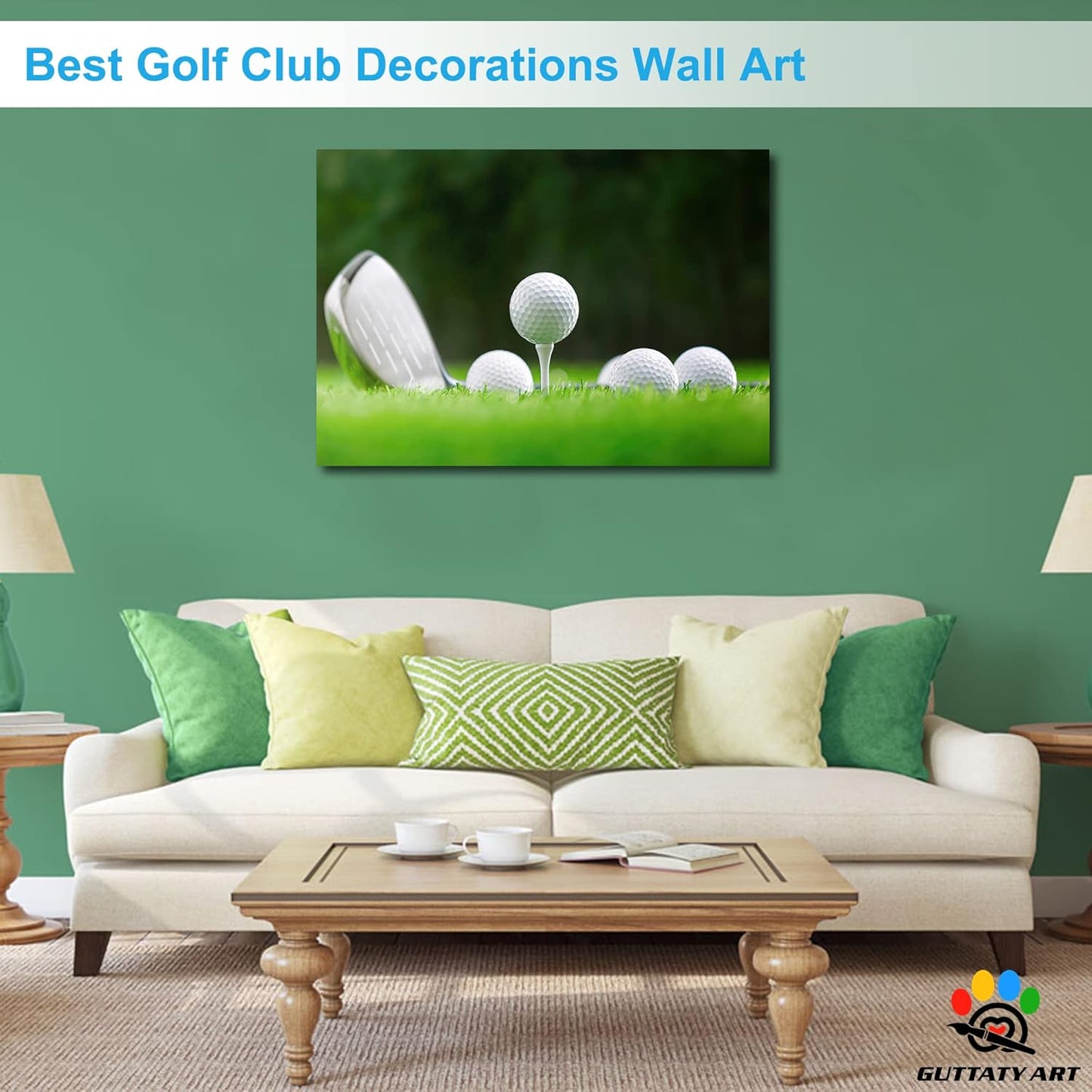 GUTTATY Golf Wall Art, Golf Pictures Posters Canvas Print Wall Decor for Golfer's Man Cave Home Ofice Ready to Hang (28x40 Inches)