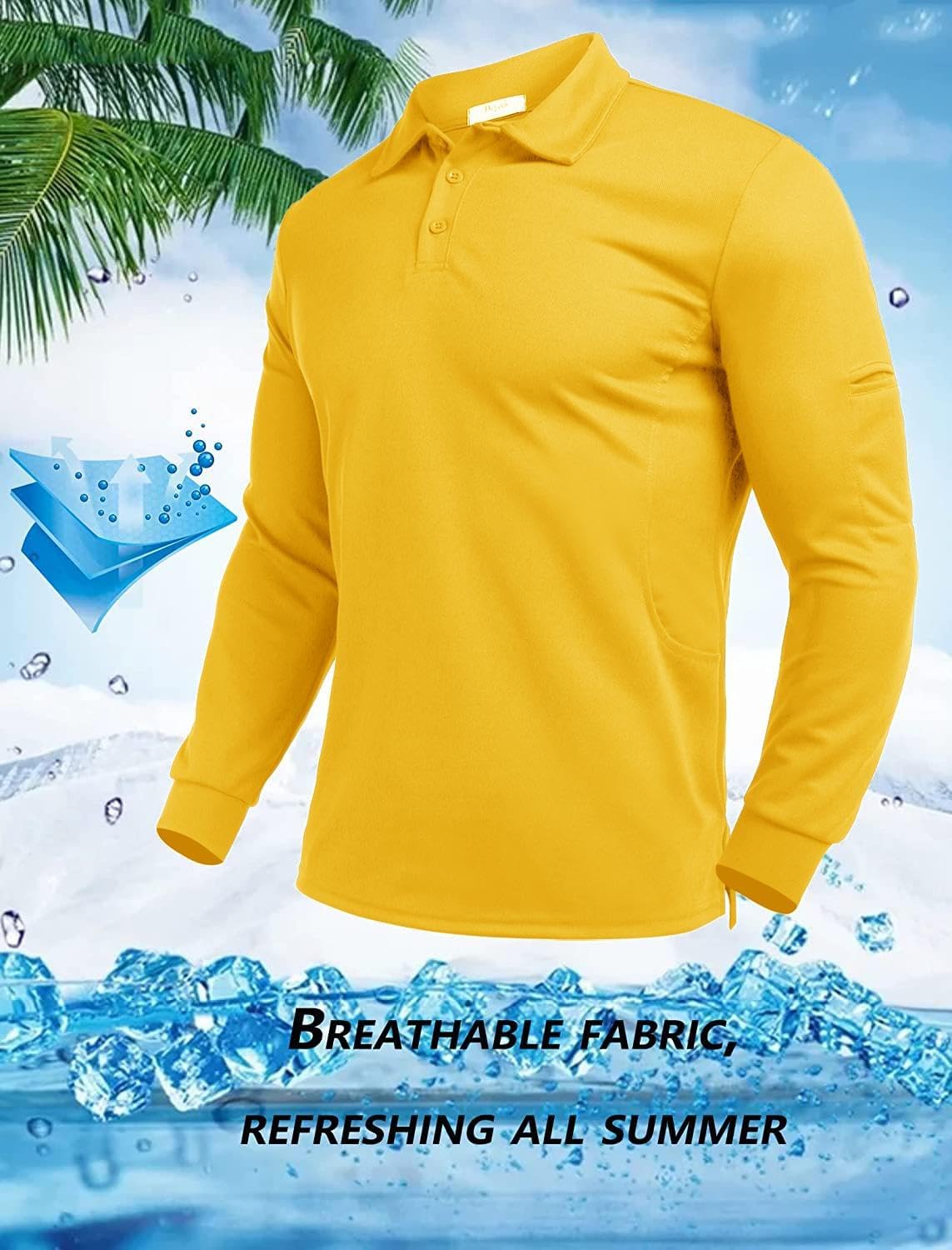 Deyeek Men's Polo Shirts Long Sleeve Golf Polo Shirts for Men Quick Dry UPF 50+ Sun Protection Polos Casual Collared Shirts