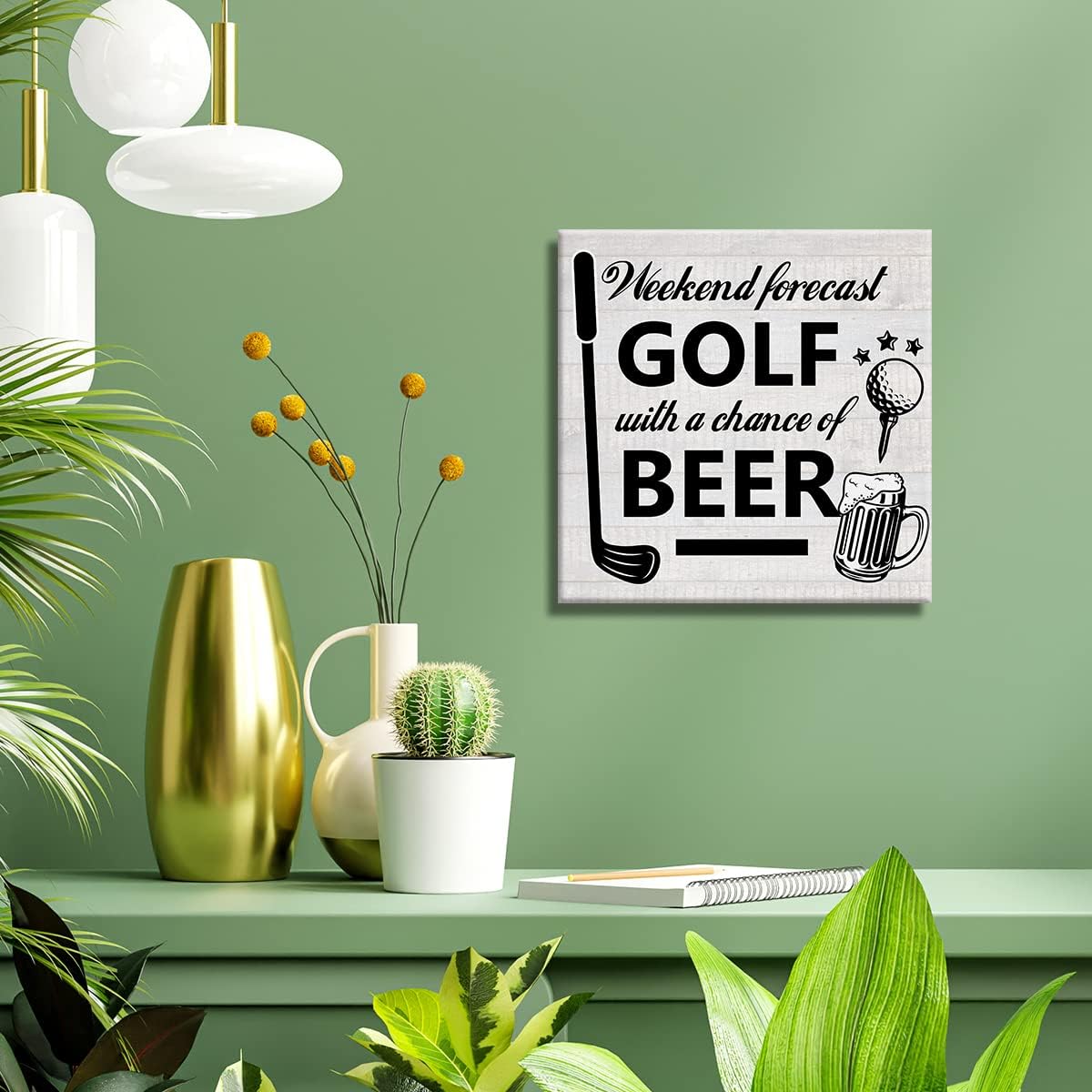 Weekend Forecast Golf Canvas Prints Wall Art Decor Desk Sign Golfing Poster Painting Framed Artwork 8 x 8 Inch Rustic Home Office Shelf Wall Decoration Gift for Golf Lover Golfer