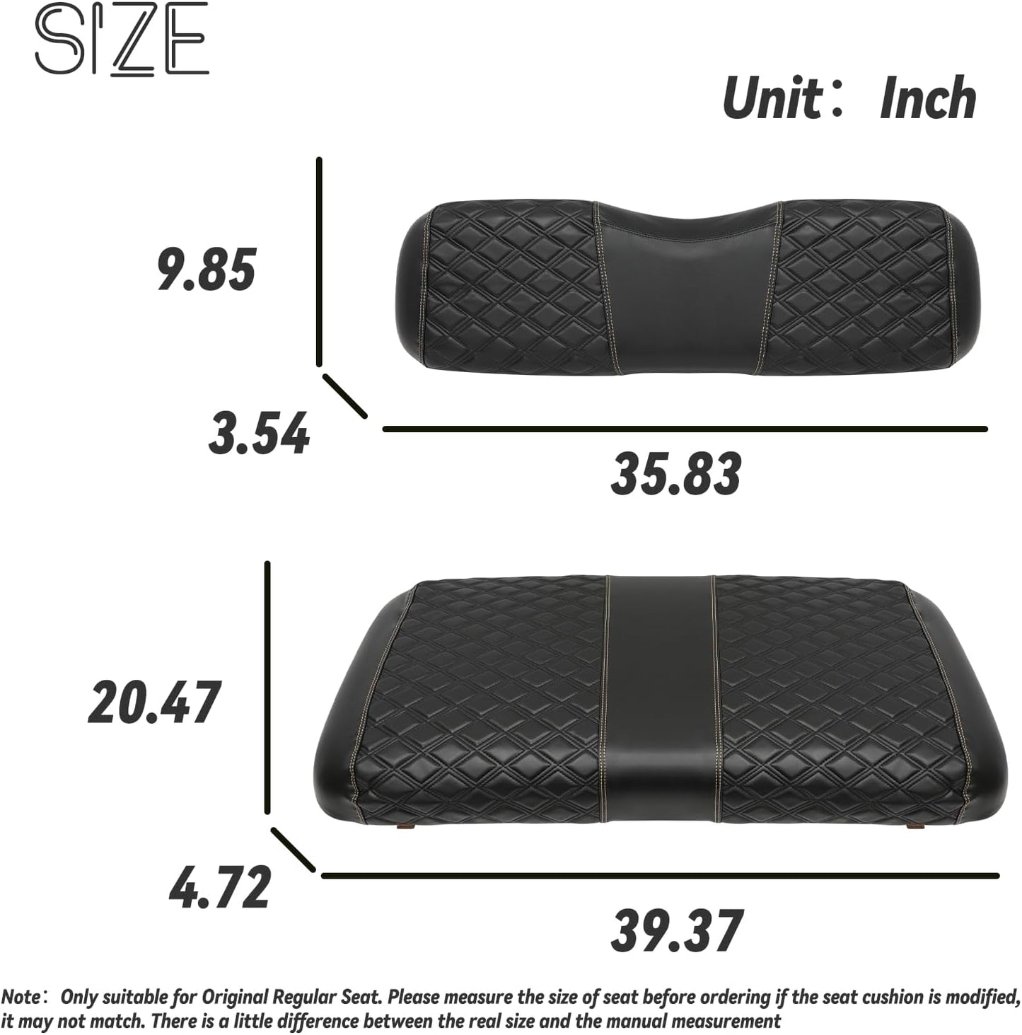 Golf Cart Seat Covers for EZGO TXT 1994-2013 Front OEM Universal Seat Cushion, Marine Grade Vinyl Leather EZGO TXT Seat Covers/Easy to Install-Black (2PCS)