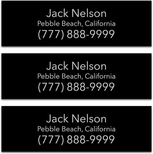 Personalized Golf Club Name Labels (30 Labels) - Custom Waterproof Name Stickers for Golf Clubs (Black with Silver Text)