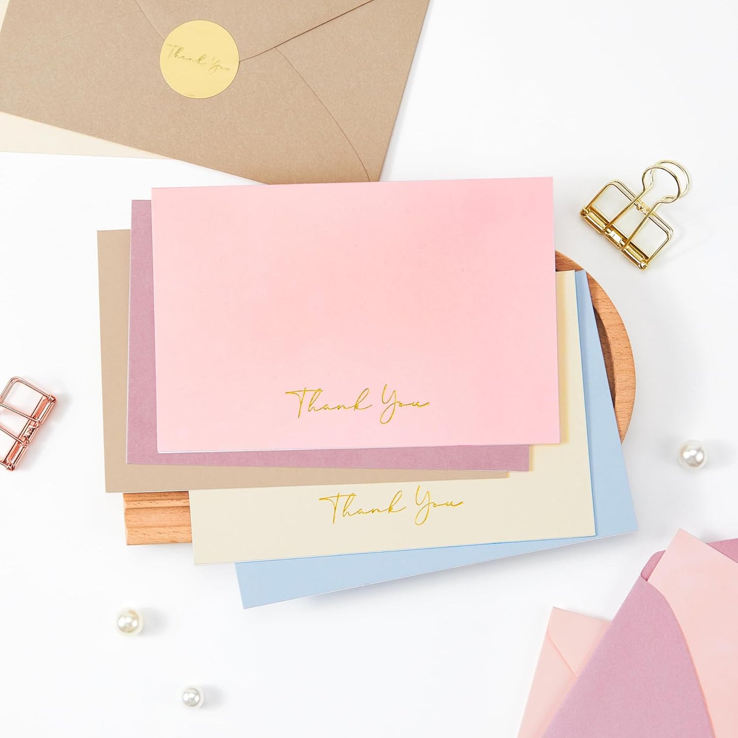 Crisky Ombre Thank You Cards with Envelopes & Stickers， 25 Pack Bridal Shower Graduation Thank You Cards Small Business, Wedding Baby Shower Birthday Funeral Notes Bulk