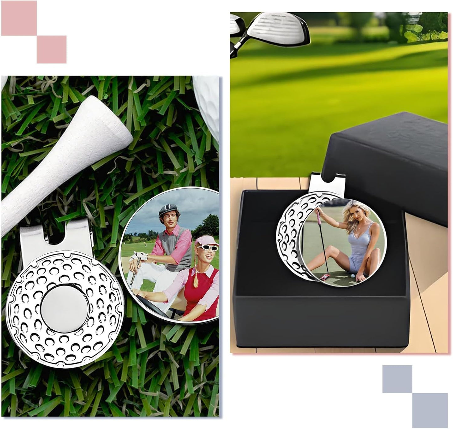 Custom Golf Ball Marker with Magnetic Hat Clip Personalized Photo Logo Text Name for Men Women Golfers Gifts for Dad Boyfriend Golfe