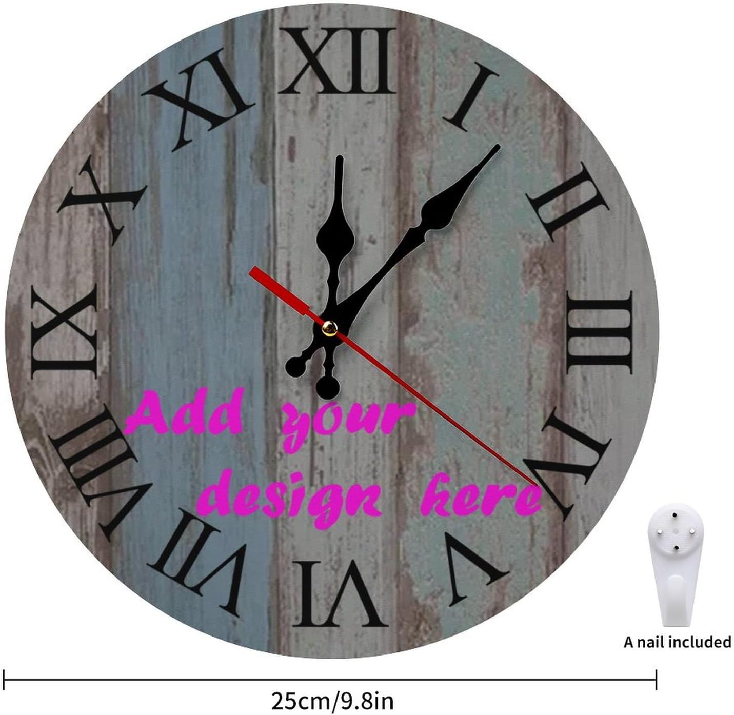 Custom Wall Clock,Personalized Wood Clock add Your Photo/Text,Customizable Silent Round Decoration for Kitchen Bathroom 13.4inch style5