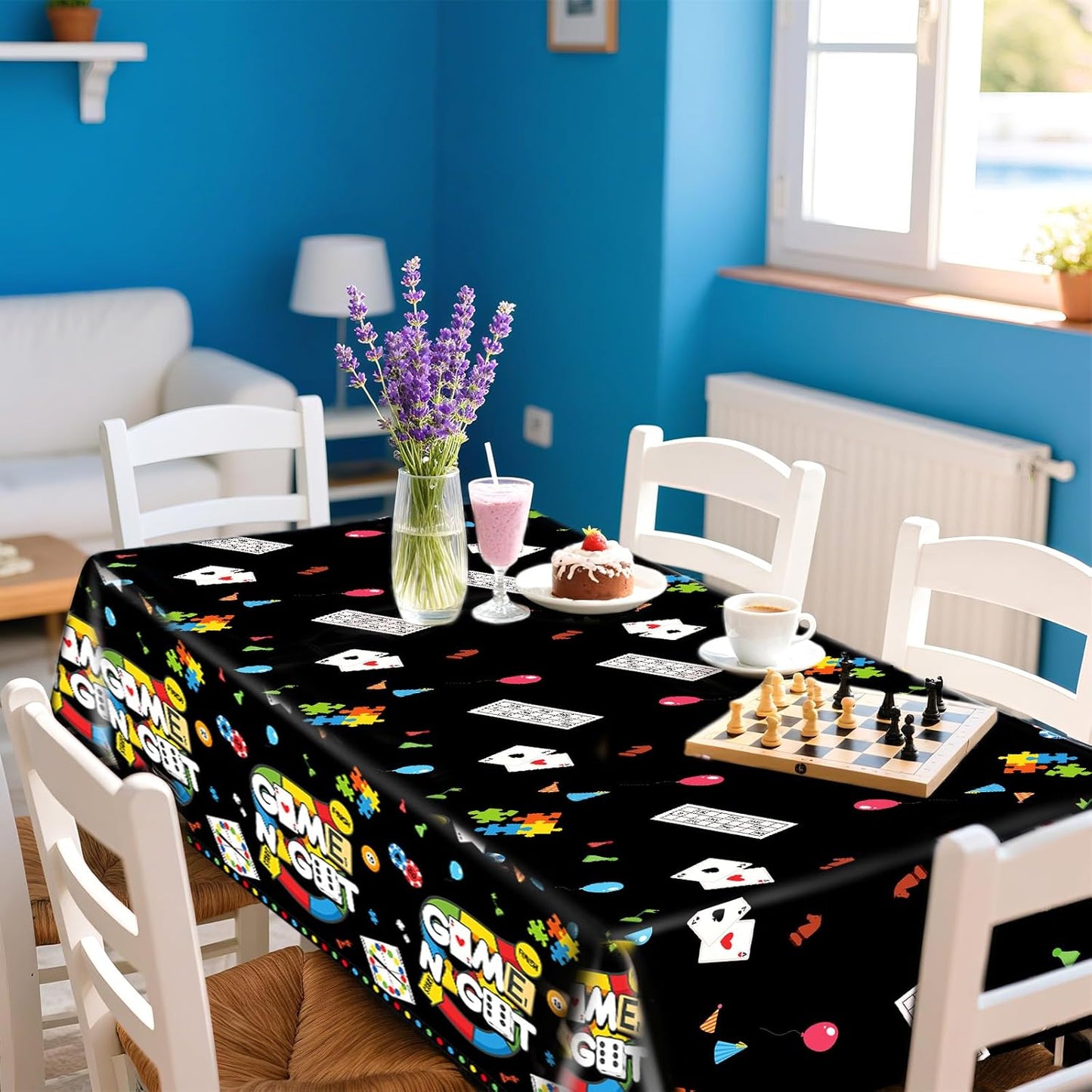 Grencian 3Pcs Family Game Night Party Tablecloth Game Night Table Cover Plastic Rectangle Gaming Themed Table Cloth for Kids Boys Gamer Family Gathering Party Decorations, 54 x 108 inch