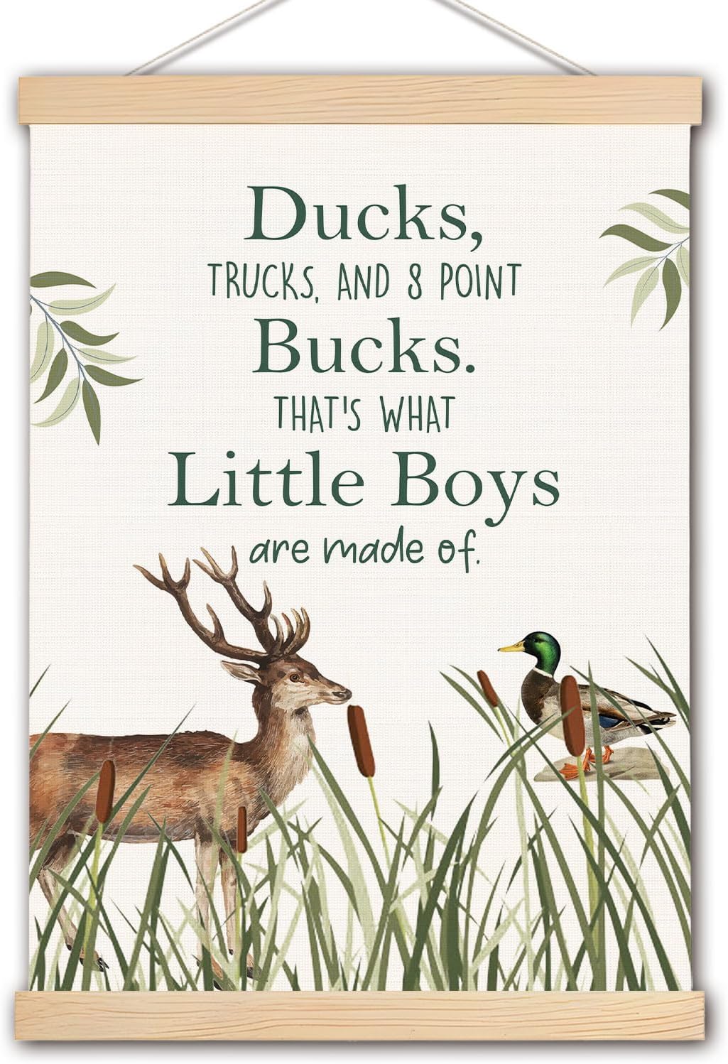pouep Deer Duck Boy Nursery Wall Art Poster, Forest Nursery Decor, Wild Woods Deer Mallard Duck Canvas Prints Wall Decor for Toddler Kids Boys Bedroom Playroom Classroom, 16x24 Inches