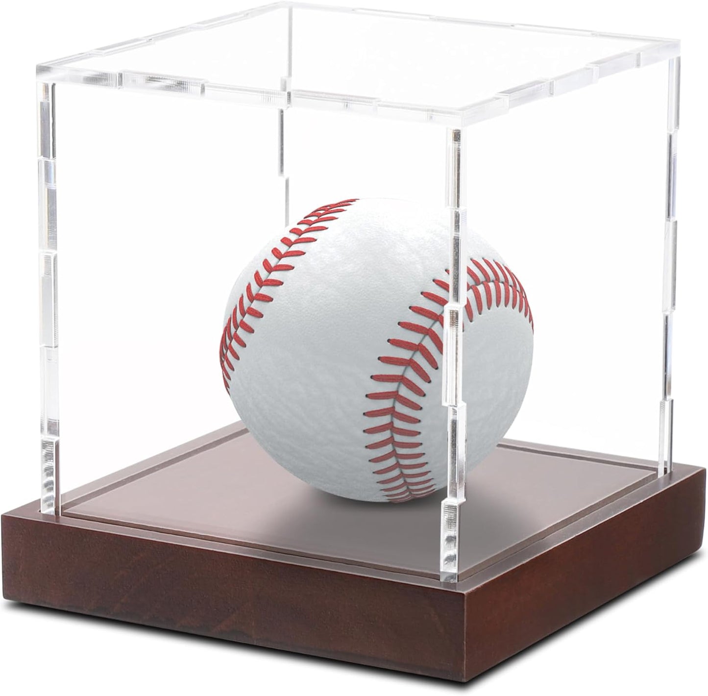 Clear Acrylic Display Box Showcase for Baseball,Acrylic Display Case with Solid Built-in Wooden Base(4x4x4 inch; 10x10x10 cm)