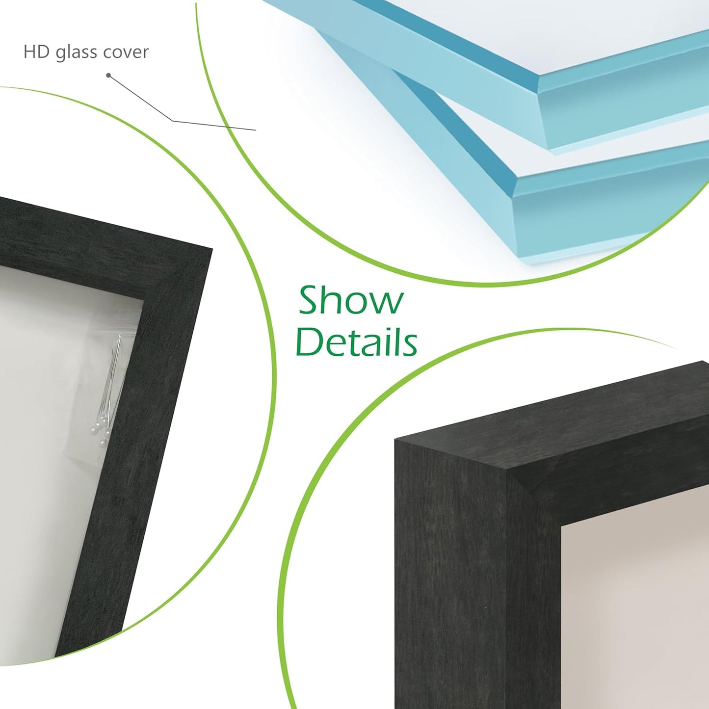 FrameWorks 12x16 Driftwood Wooden Shadow Box Frame – Soft Felt Back, Tempered Glass, and Included Elegant White Ball Push Pins