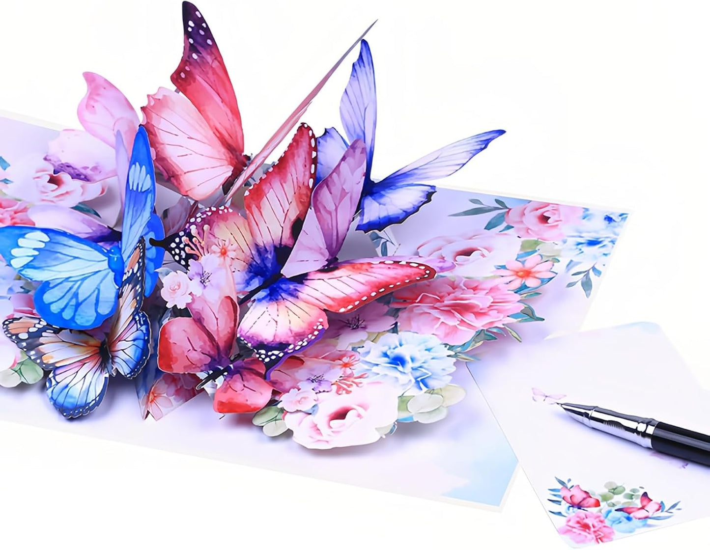 Greeting Cards with Envelopes, Pop-up Style,Butterfly Card for Mother's Day Valentines Day birthday Thinking of You Card for Wife,Girlfriend (Cute Butterflies)