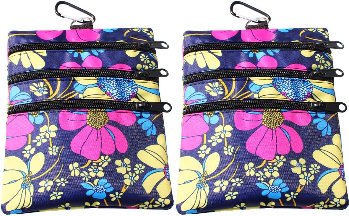 Golf valuables Pouch, Zipper Golf Ball Bag with 4 Pockets, Golf Accessories Pouch for Storing Balls,tees,Mobile Phone,Keys, Cards and Cash, Great Gift for Golfers