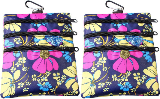 Golf valuables Pouch, Zipper Golf Ball Bag with 4 Pockets, Golf Accessories Pouch for Storing Balls,tees,Mobile Phone,Keys, Cards and Cash, Great Gift for Golfers