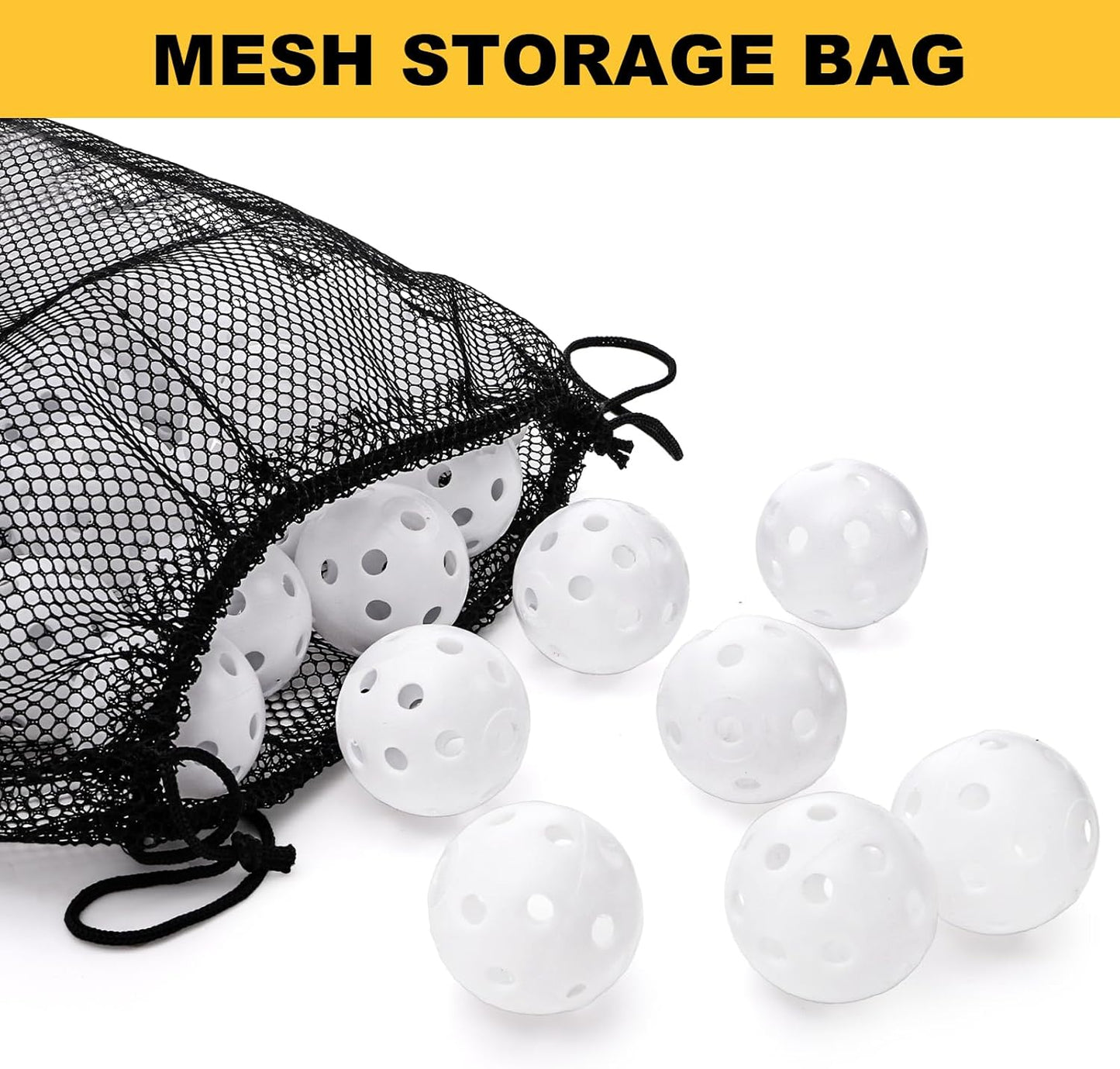 100 Pack Practice Golf Balls, Plastic Golf Training Balls 41mm Hollow Airflow Golf Balls for Driving Range, Swing Practice, Indoor Outdoor Use, White