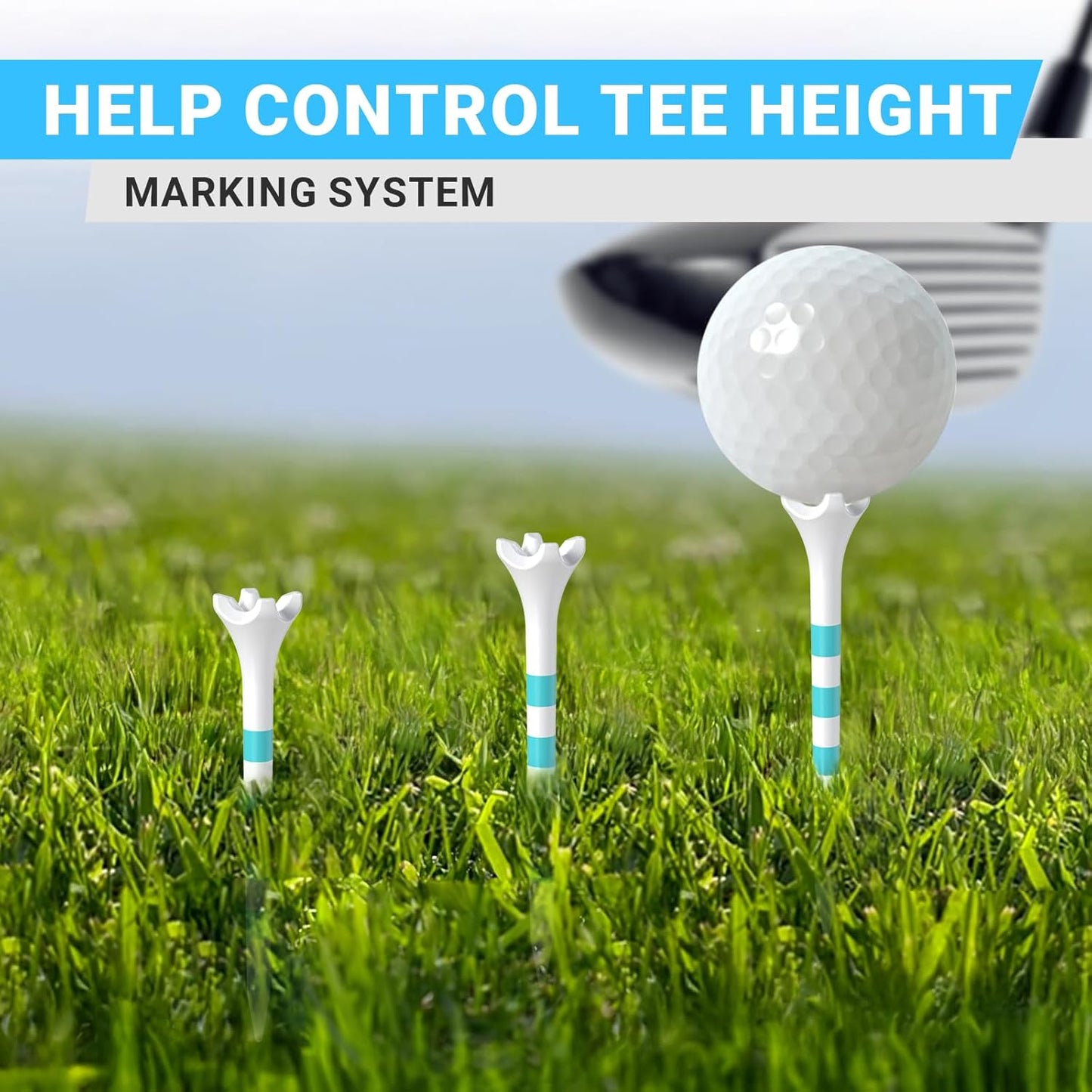 Professional Plastic Golf Tees 100 Pack (3-1/4" or 2-3/4"), Enhanced Durability & Stability, Engineered to Minimize Friction and Side Spin