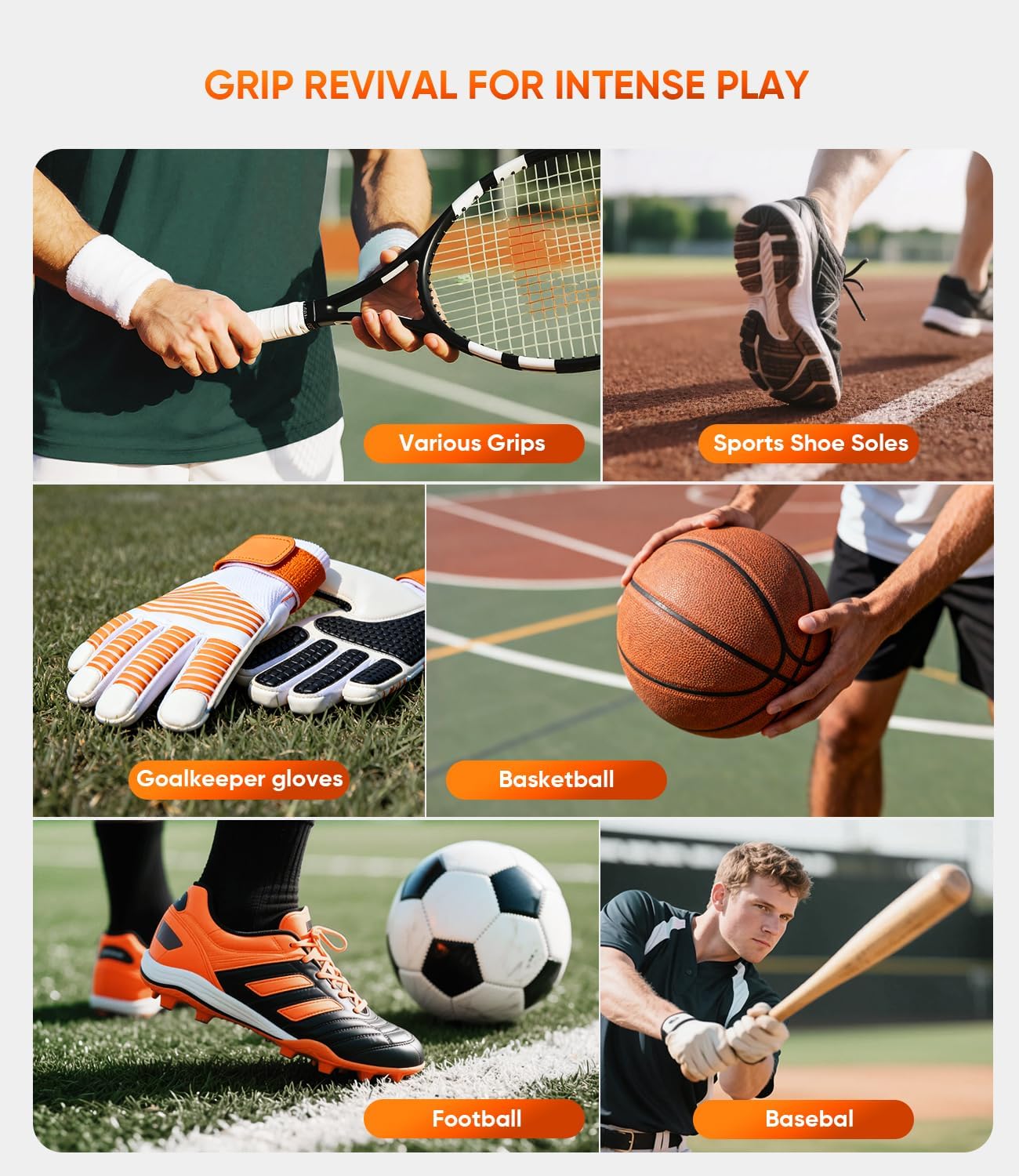 Pro Sport Grip Care Kit -Includes Grip Cleaner, Grip Spray and Goalkeeper Glove Tackfier, Grip Restore and Cleaner for Golf Football Shoes Baseball Tennis Pickleball Volleyball, Gifts for men