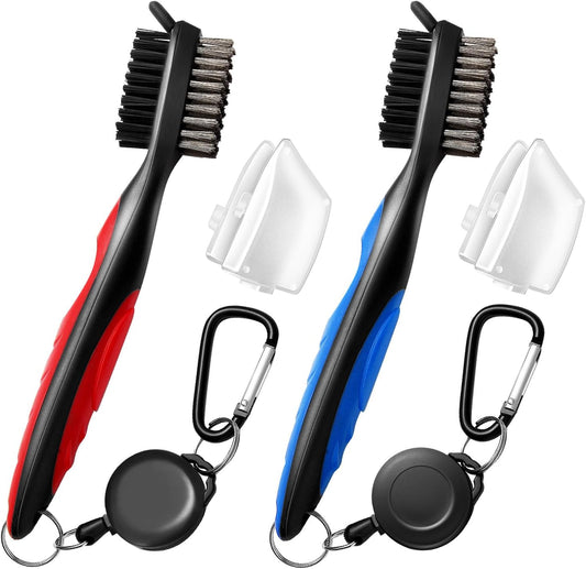 Professional Golf Club Brush, Golf Brush and Groove Cleaner with Retractable Zip-line and Aluminum Carabiner, Golf Club Cleaner for Golf Clubs, Golf Brush for Golf Bag,Golf Accessories for Men