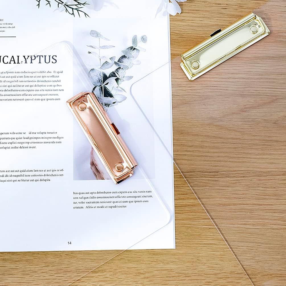 Thick Acrylic Clear Clipboards with Gold Clip 3-Pack, Durable Stylish Clipboards with Low Profile Clip