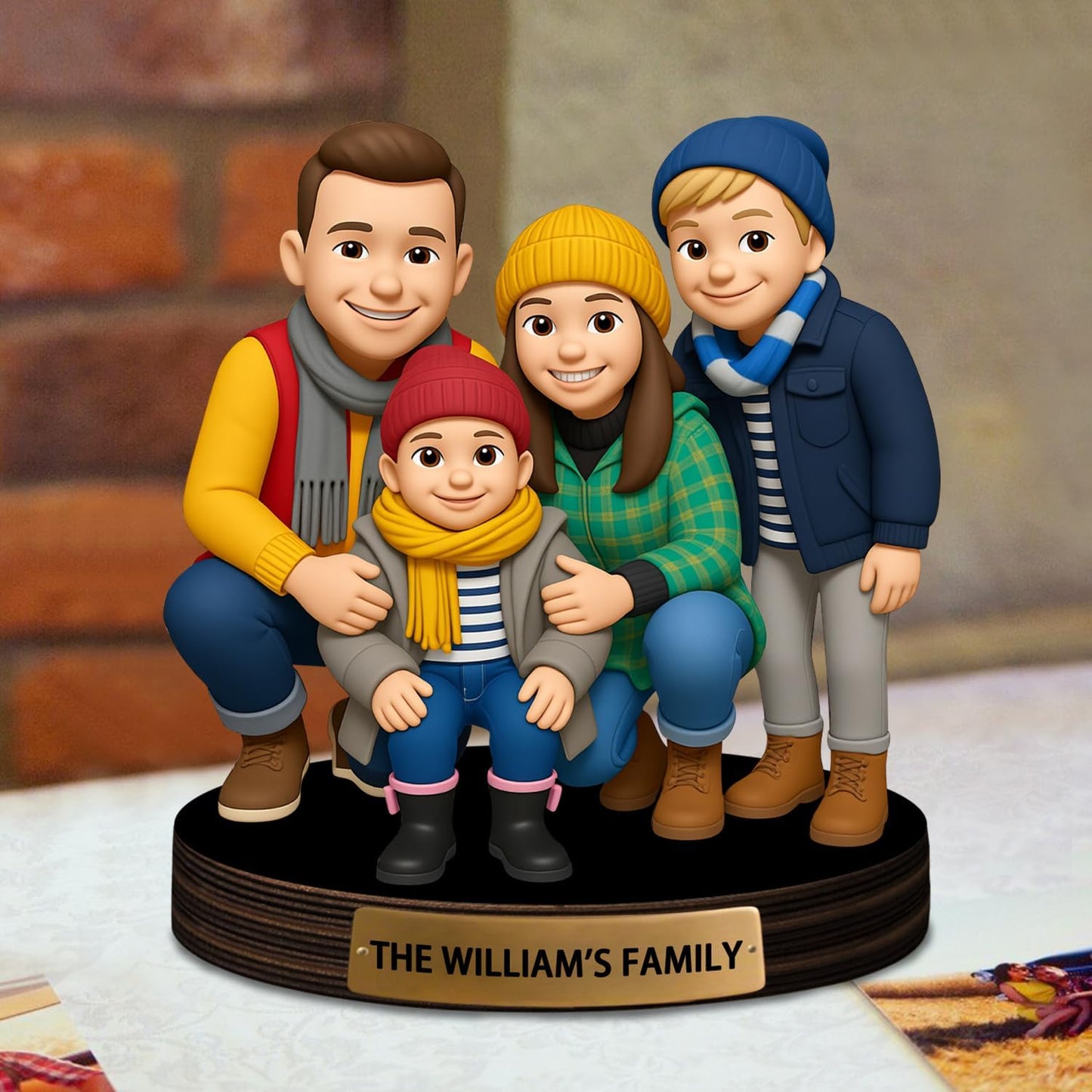 Personalized Couple Cartoon Photo Sculpture Ornament Custom Name 2D Acrylic Desk Photo Figurine Decor Gift for Men Women Family Couple Lover Birthday Xmas Anniversary (Style 2)