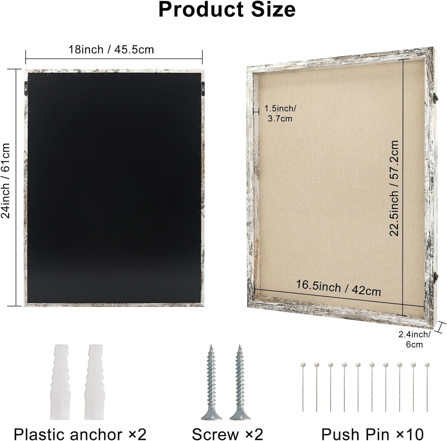 GraduatePro Shadow Box Frame 18x24 Display Case with Linen Back, Plexiglass Window Door with Hinge, Picture Frame Wedding Bouquet Memorabilia Medals Photos Memory Box for Keepsakes Rustic White