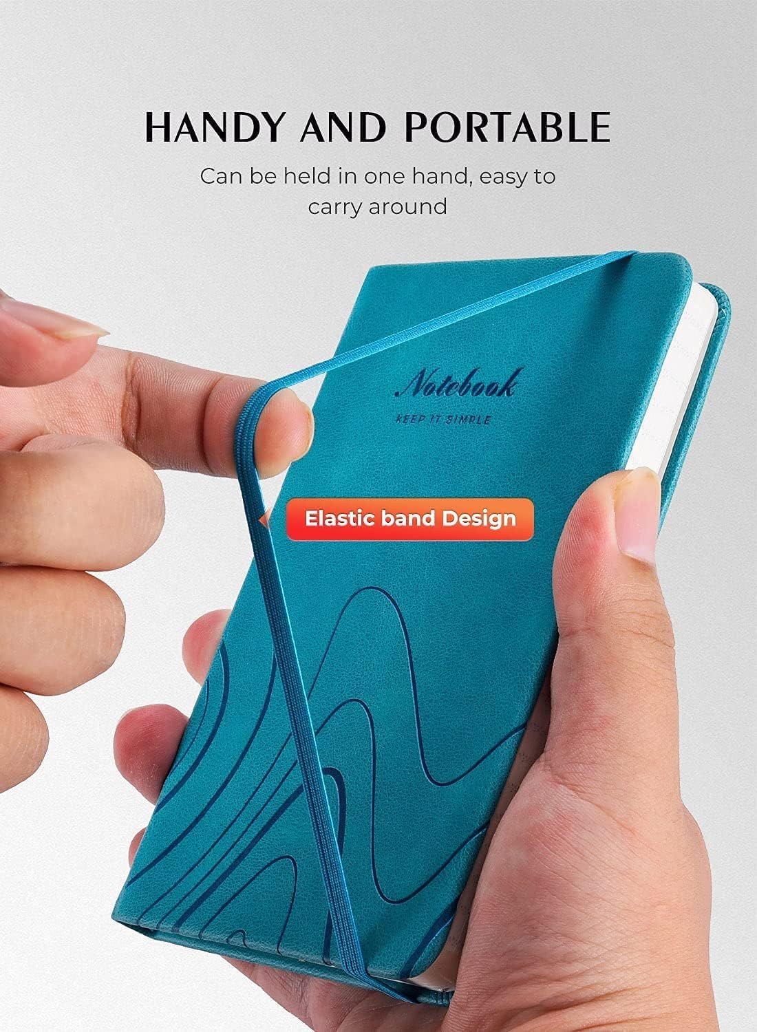 AISBUGUR Pocket Notebook, Small Notebook, 2-Pack Total 320 Pages,3.7" x 5.7" Pocket Notebook (2 Pack, Sky Blue Wave)