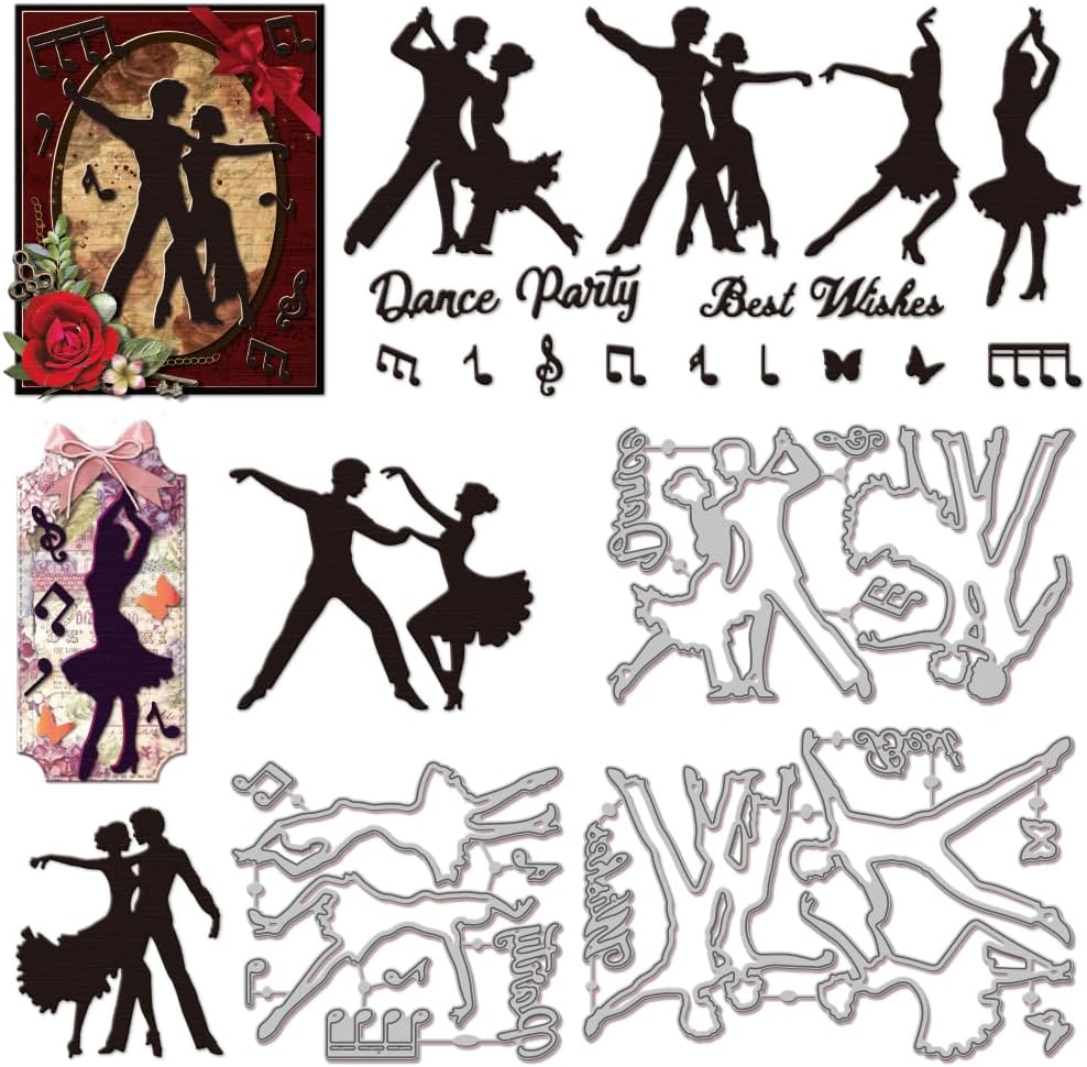 GLOBLELAND Latin Dance Lady and Gentlemen Cutting Dies for DIY Scrapbooking Musical Note Metal Cut Dies Men and Women Dancing Party Die Cuts for Card Making Embossing Photo Album Craft Decor