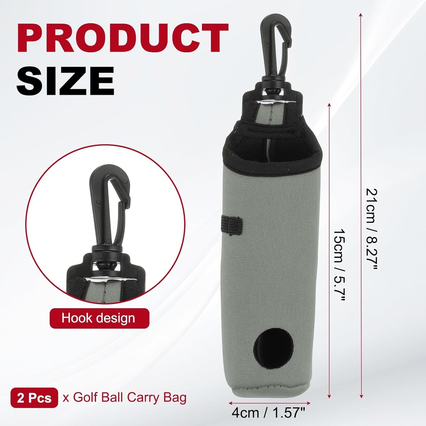 uxcell Golf Ball Carry Bag, Waist-Mounted Storage Bag Neoprene Golf Tee Holder Pouch with Lightweight Hook for Men and Women