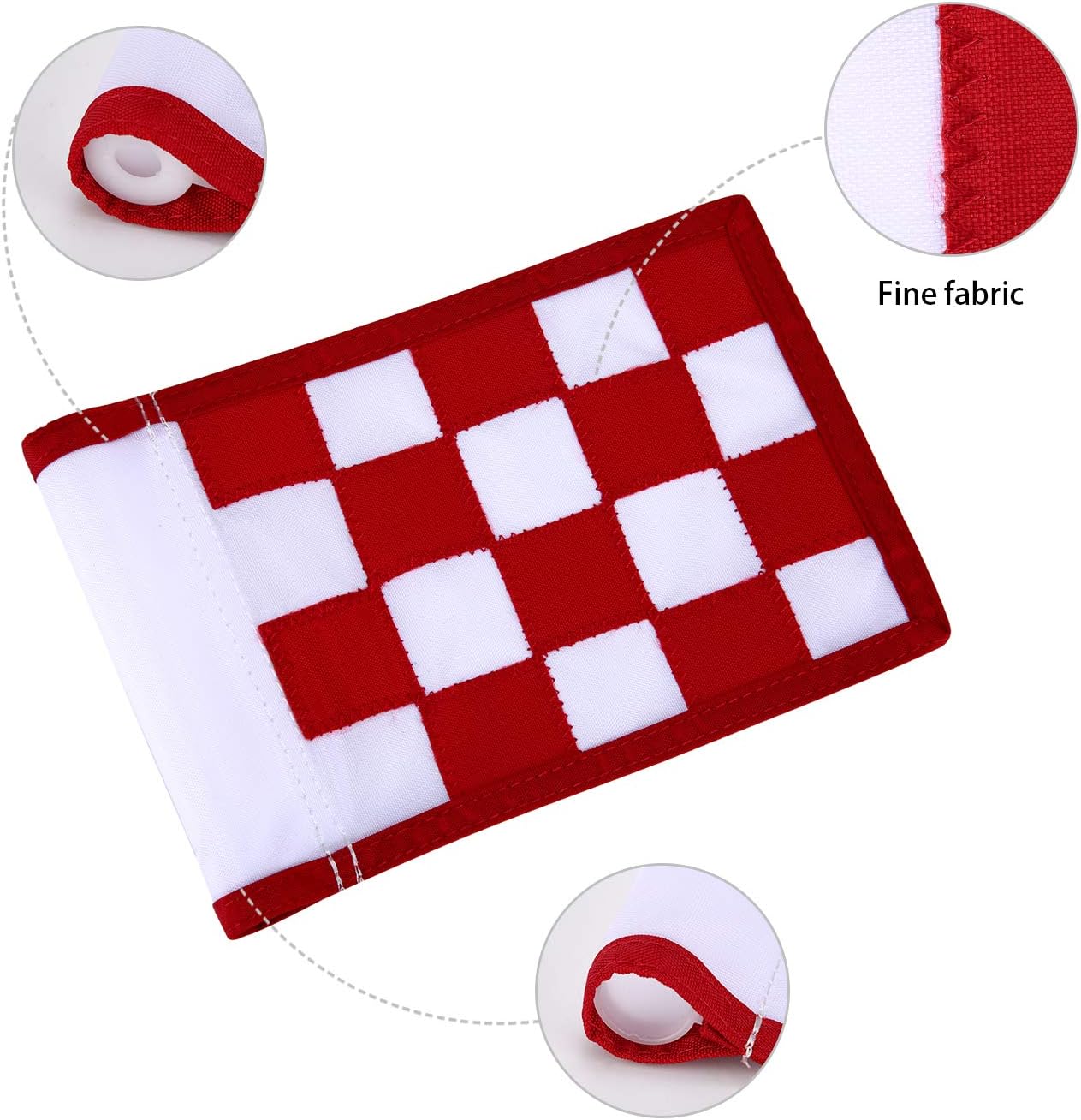 Nylon Golf Putting Green Flags - Solid & Checkered, Indoor/Outdoor, 8.7"x6" (White-Red)