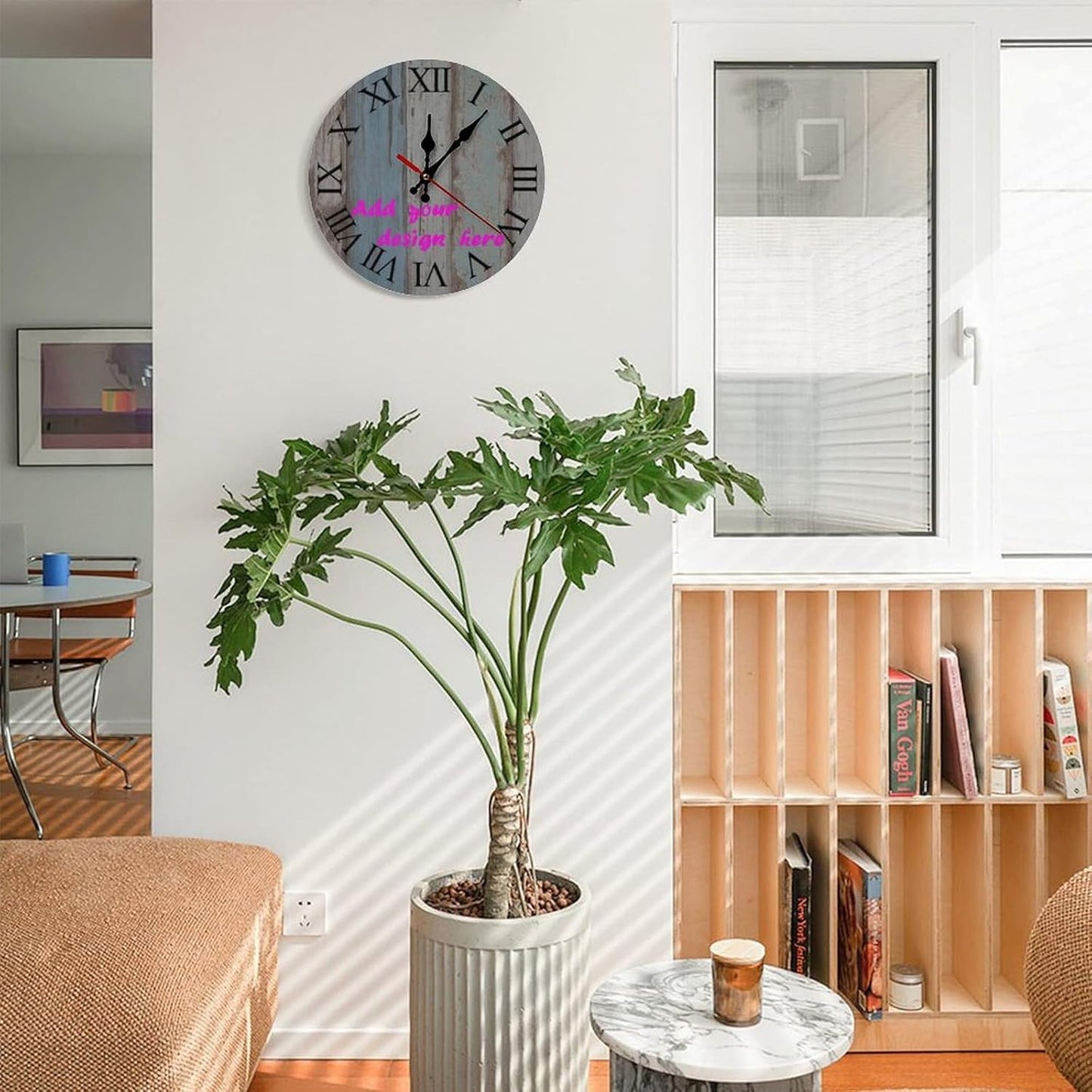 Custom Wall Clock,Personalized Wood Clock add Your Photo/Text,Customizable Silent Round Decoration for Kitchen Bathroom 15.7inch style5