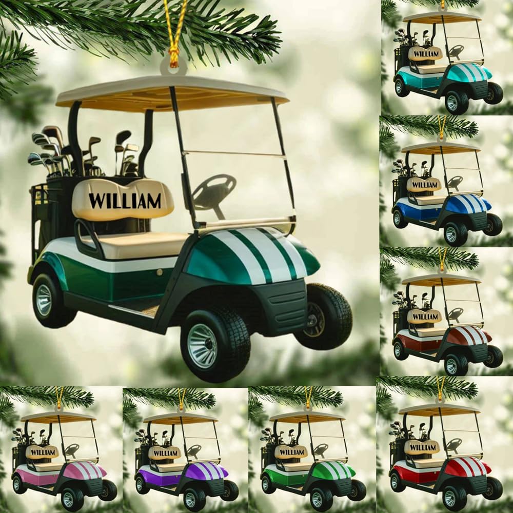 Personalized Golf Car Christmas Ornament, Christmas Ornament, Golf Cart Family, Golf Ornament, Golf Cart Ornament, Golf Christmas Ornaments, Golf Ornaments for Christmas Tree Gift for Golf Lovers/1