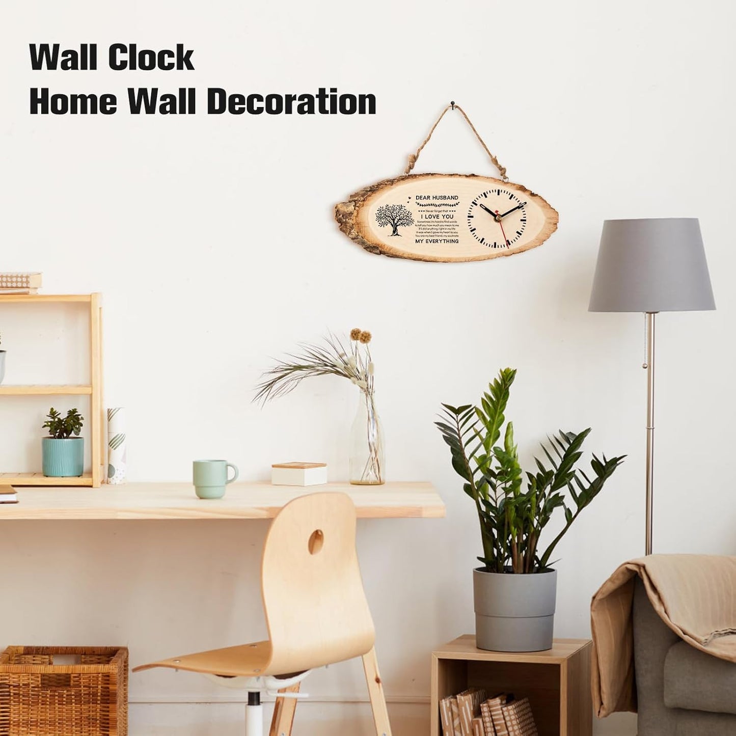 BeauGift Gifts for Huaband, Christmas Wooden Clock Gift for Husband from Wife, Anniversary Clock Gift Birthday Present Valentine's Day Fathers Day for Him Office Home Decor