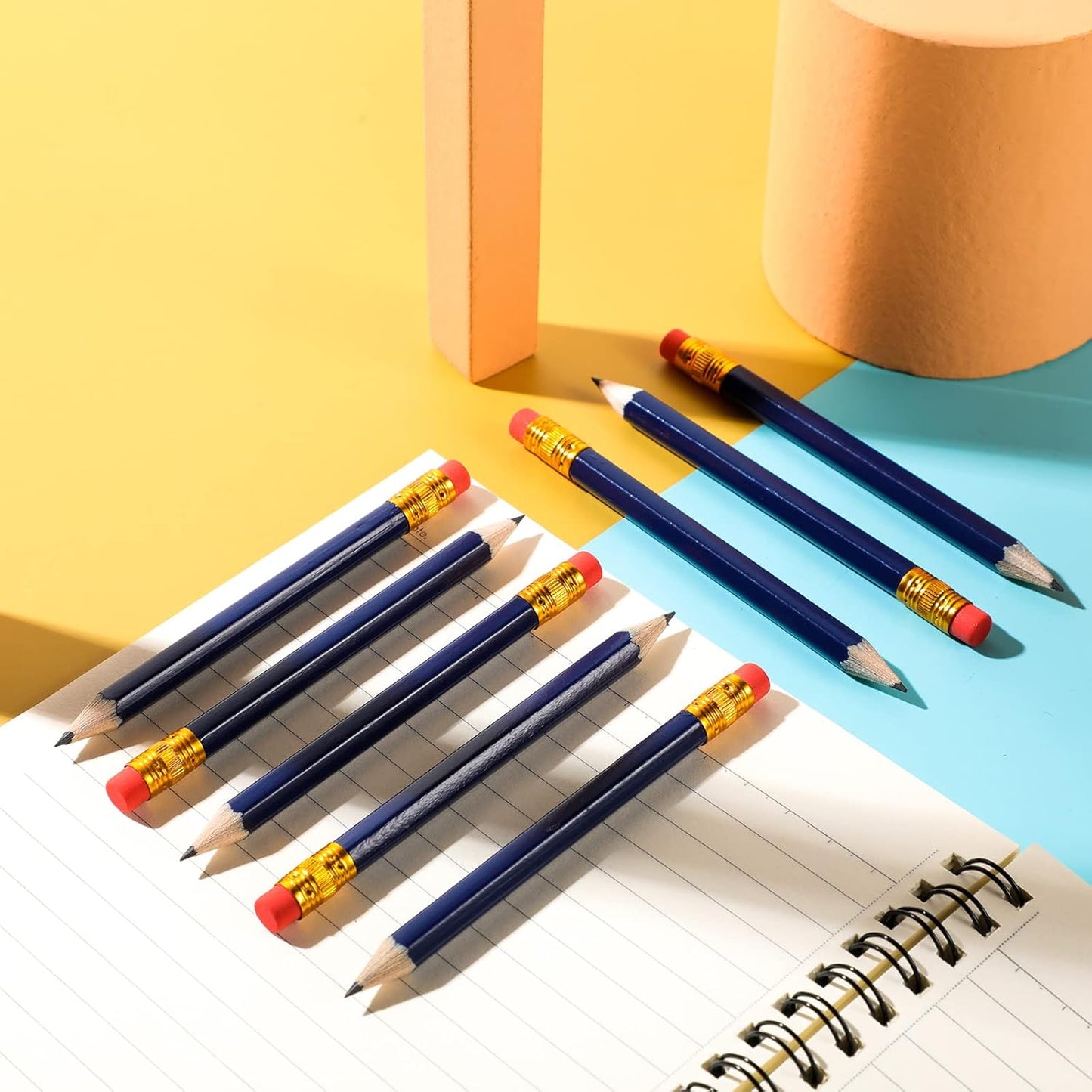 Zonon 48 Pieces Golf Pencils Mini Half Pencils with Eraser Short with Erasers Bulk Small for Kids HB Wedding Bridal School Office Writing Drawing Pocket(Navy Blue)