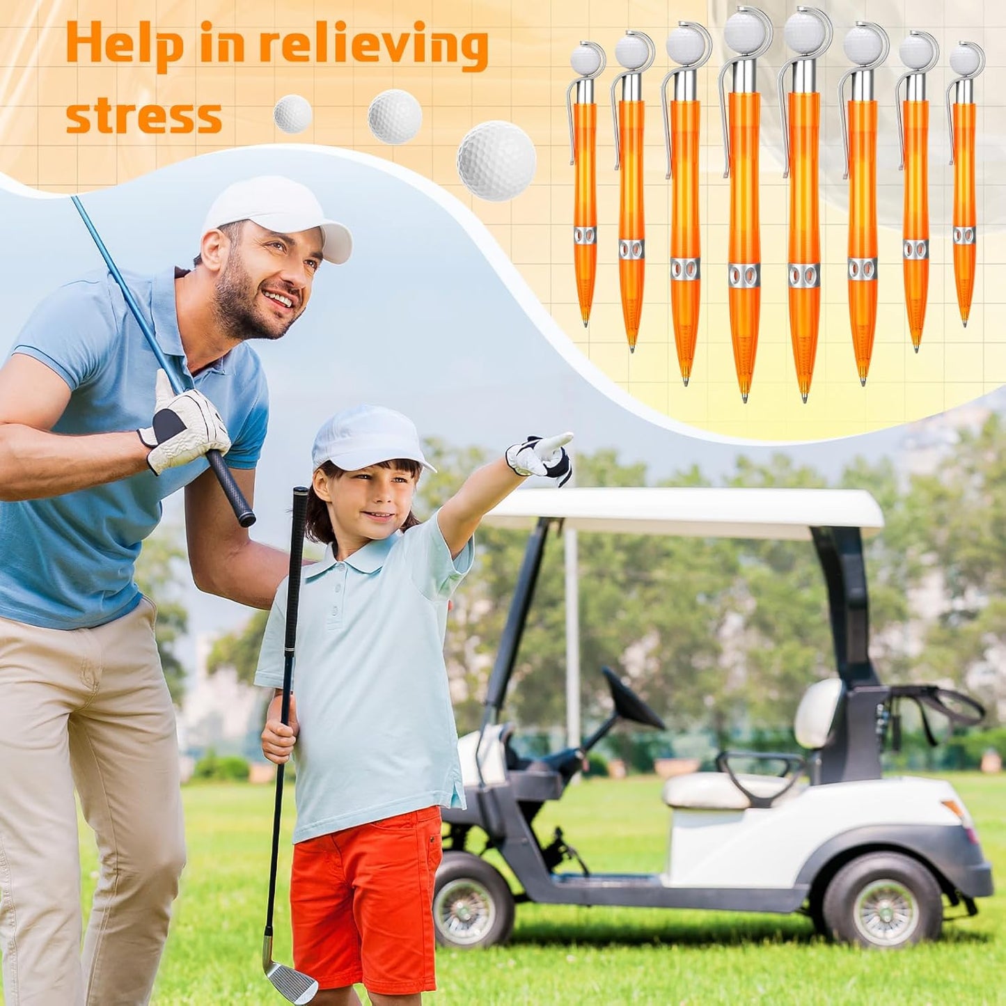 Zhanmai 24 Pcs Golf Ball Pen Sports Ballpoint Pens Golf Pens Golf Party Favors Cool Writing Pen for Stationery School(Orange)