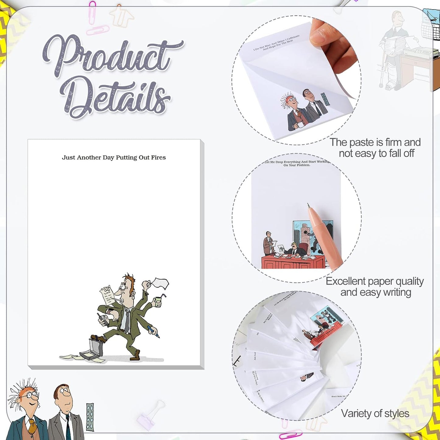 Funny Notepads with Sayings Sticky Funny Office Supplies to Do List Sarcastic Work Assorted Notepad for Workers, 12 Designs, 3 x 3.93 Inch(Novelty Style)