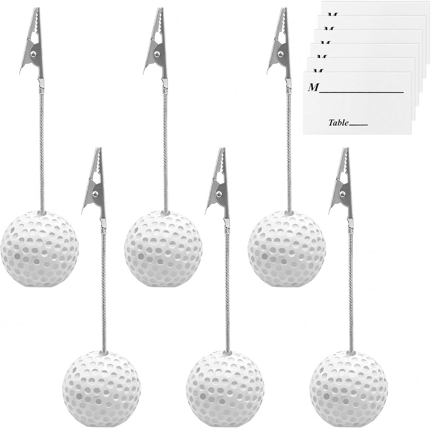 6Pcs Resin Golf Ball Alligator Clips Premium Golf Theme Table Decorations Party Supplies and Gift Card Holders 4.9 x 1.5 Inches