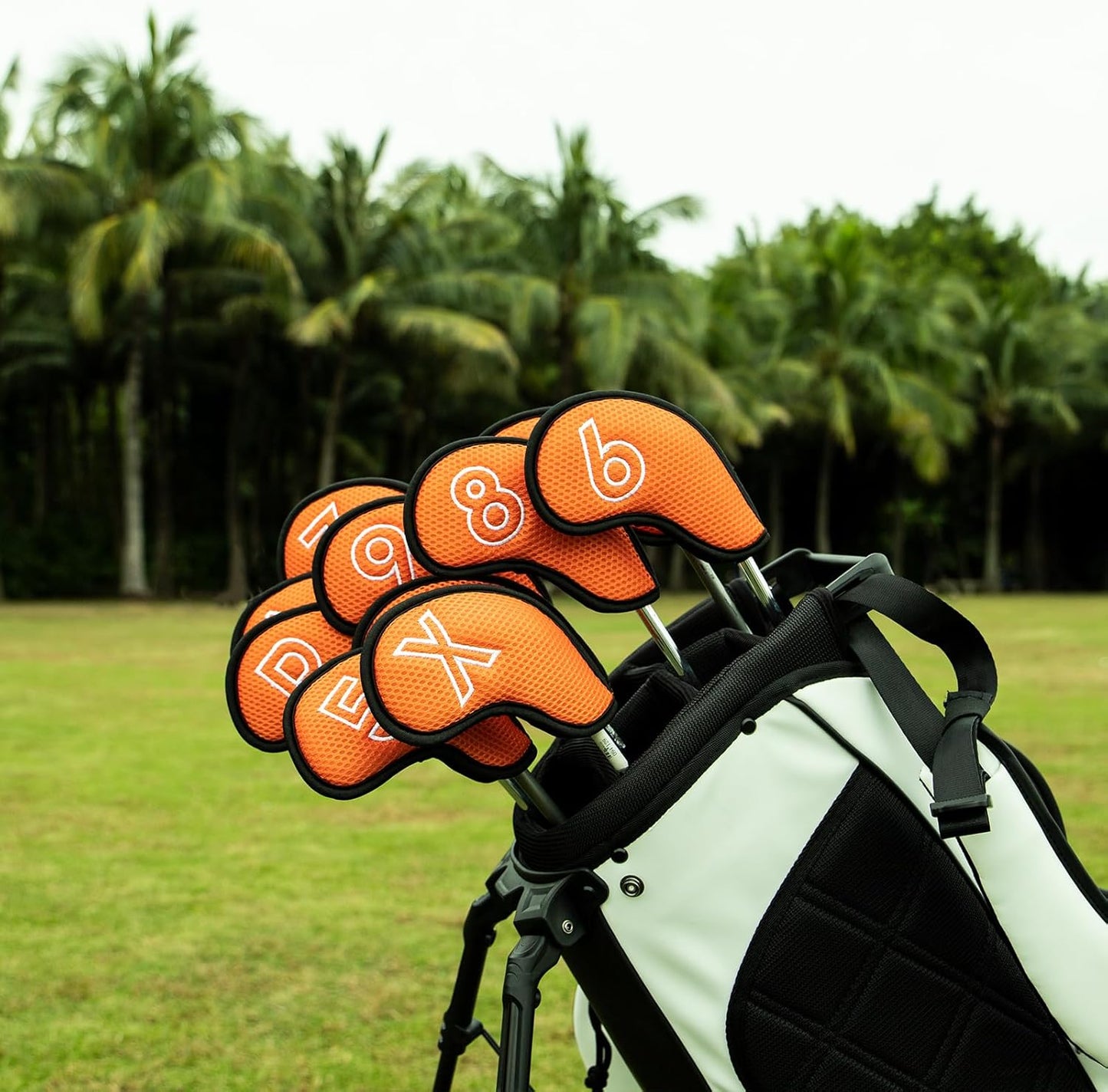 Montela Golf Iron Covers,Golf Iron Head Covers Mesh Golf Iron Covers Set 10pcs Golf Iron Headcovers,Golf Club Head Covers for Iron with Magic Tape Fit Most Brand 4-9 APSX