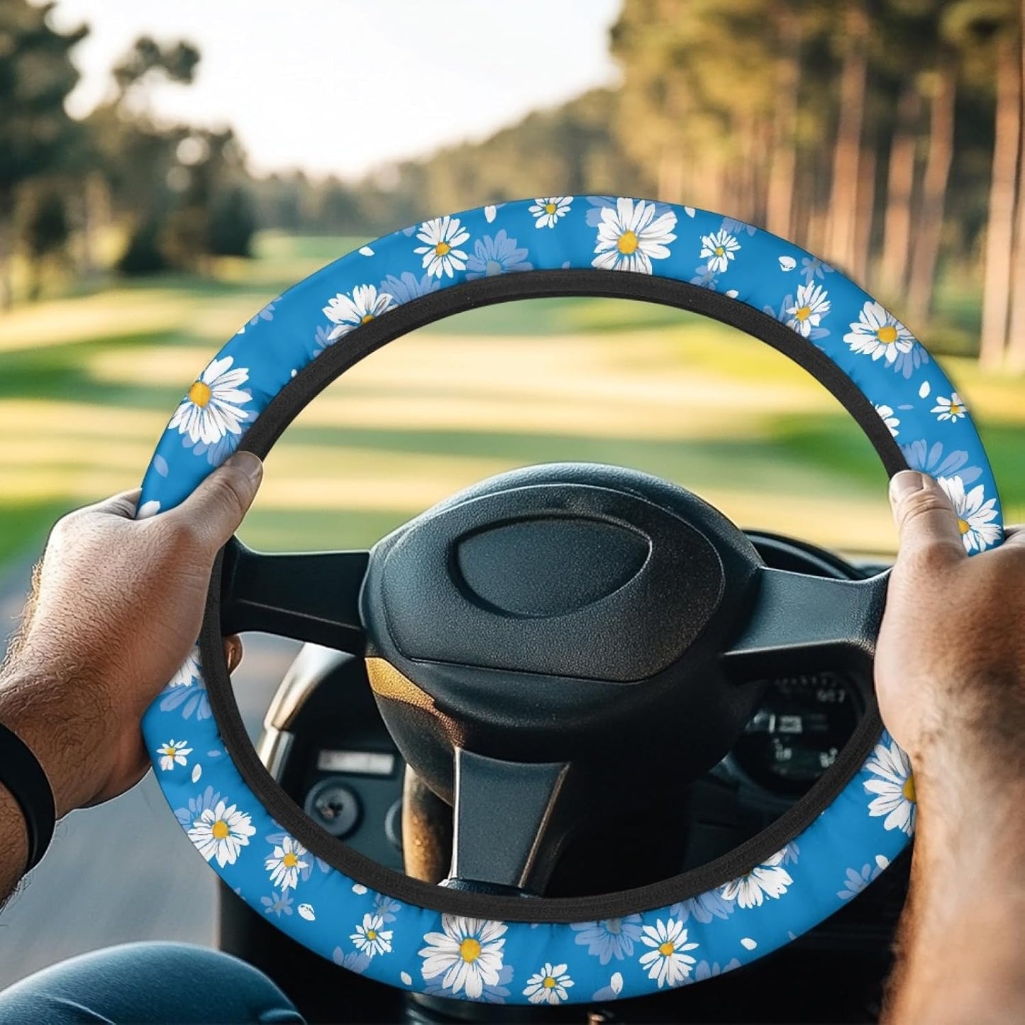 Daisy Golf Cart Steering Wheel Covers Blue Golf Cart Steering Wheel Cover Soft Boat Steering Wheel Cover Keep Cool in The Heat