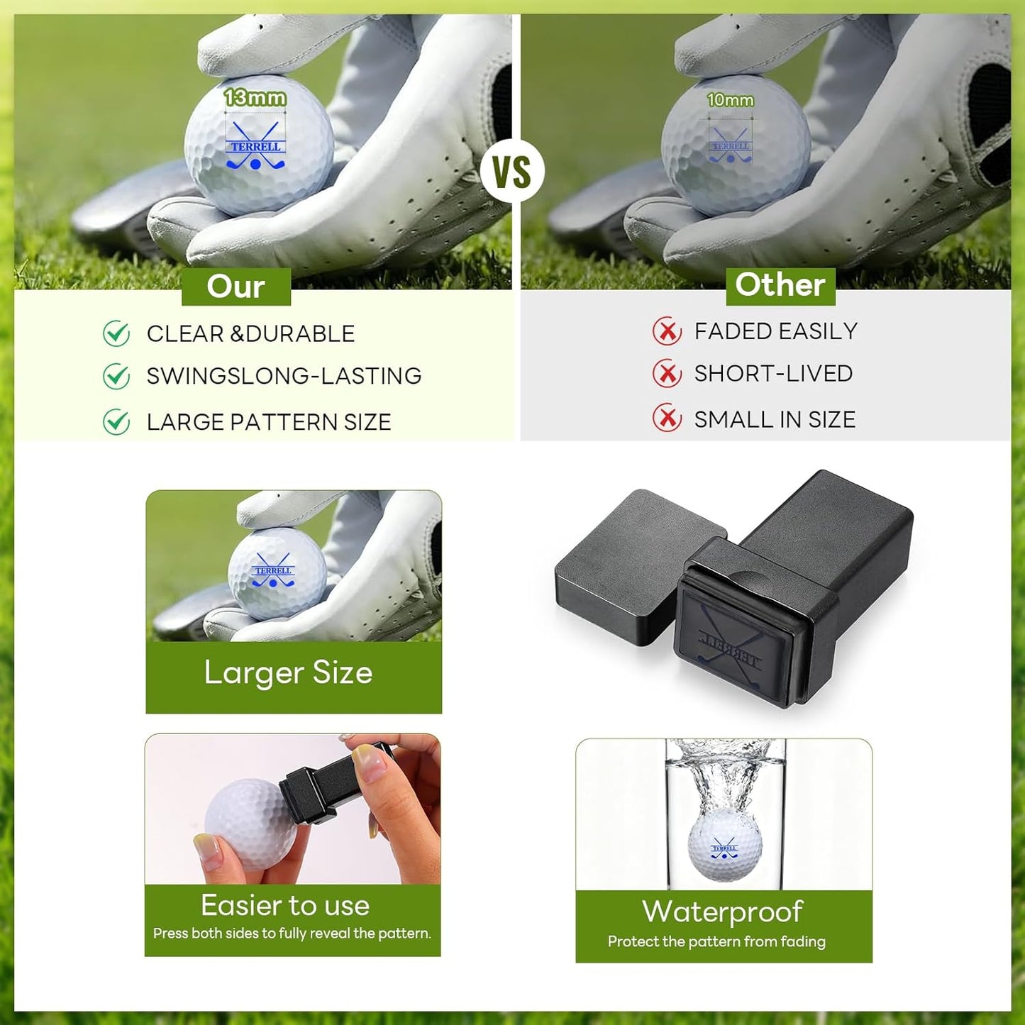 Golf Ball Stamp Personalized, Custom Golf Ball Stamper, Waterproof Golf Ball Stamp Markers, Ideal Retirement Golf Gifts for Dad Husband Grandfather, Golfing Accessories