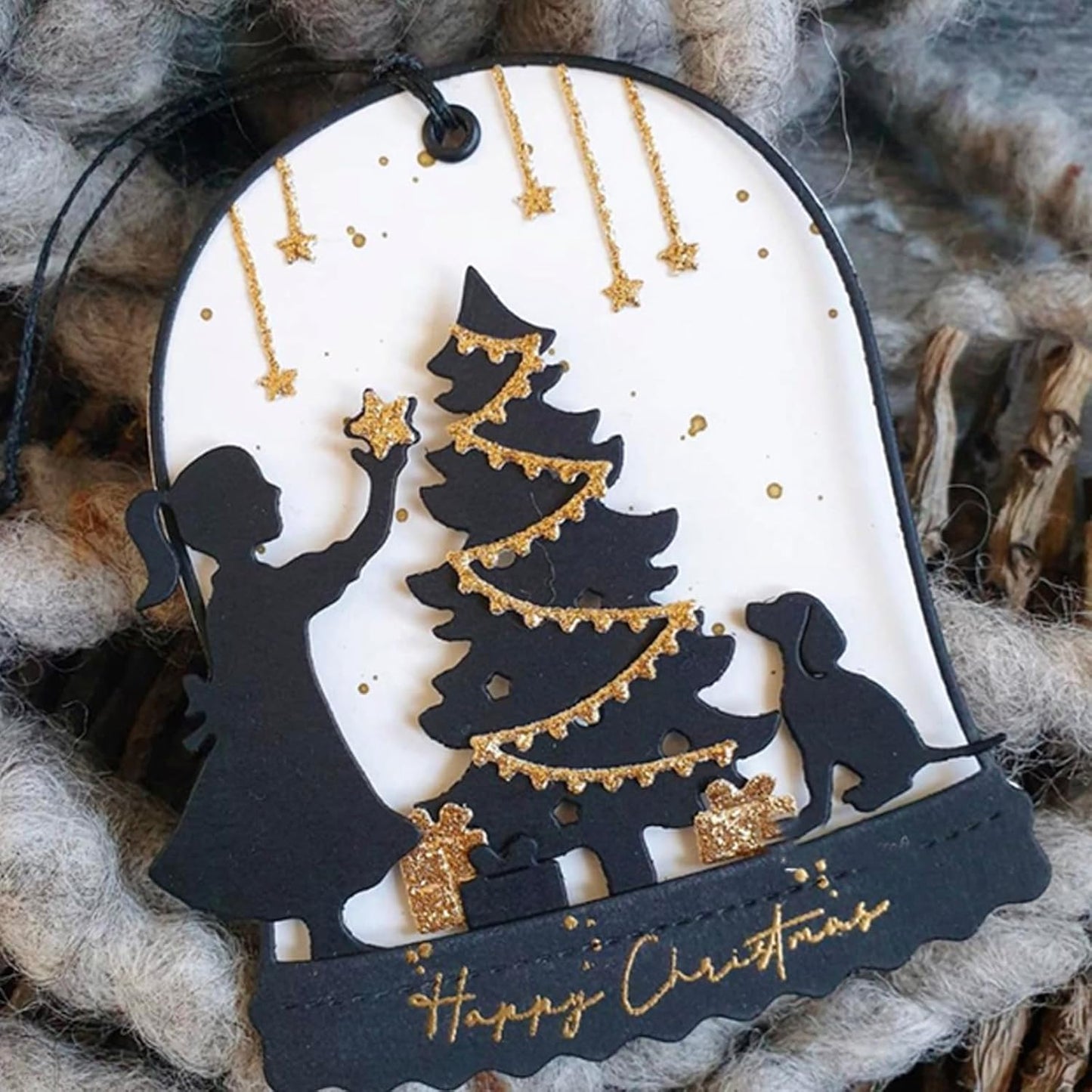 Lapoo Metal Cutting Die for Scrapbooking, 3D Backgrounds Frame New Cutting Dies DIY Album Card Making Decor Paper Metal Die Cuts Party Wedding Decorations (Christmas Tree and Girl 4 x 3.4 in)