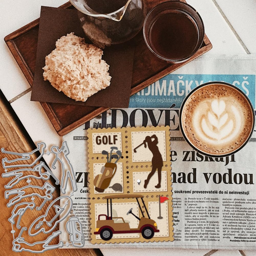 GLOBLELAND Golf Family Cutting Dies for DIY Scrapbooking Golfer Sport Trophy Metal Golf Cart Men Women Die Cuts for Card Making Embossing Photo Album Craft Decor