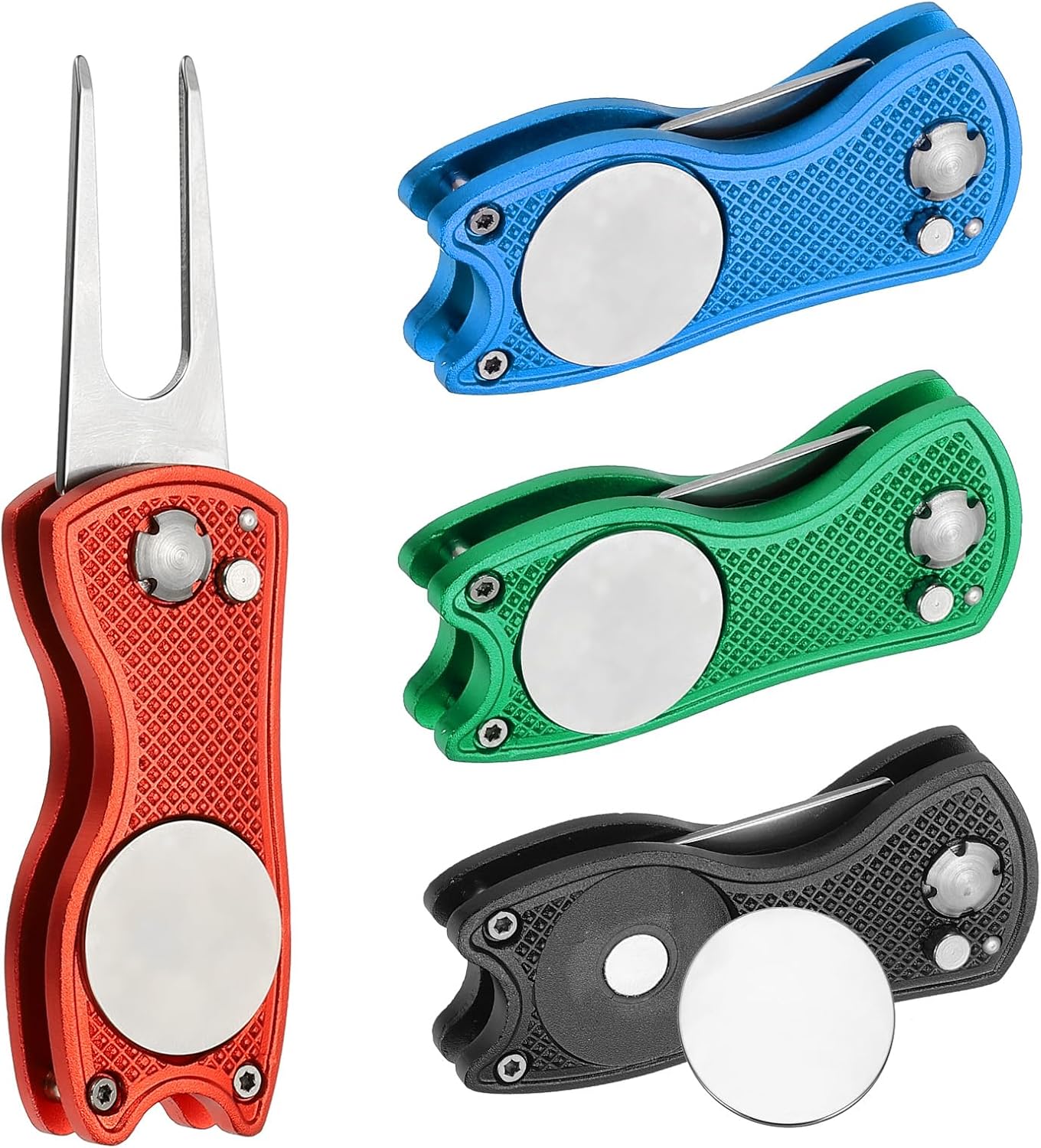 PATIKIL Golf Divot Repair Tool Foldable Metal Golf Green Divot Tool with Magnetic Ball Marker & Stainless Steel Fork