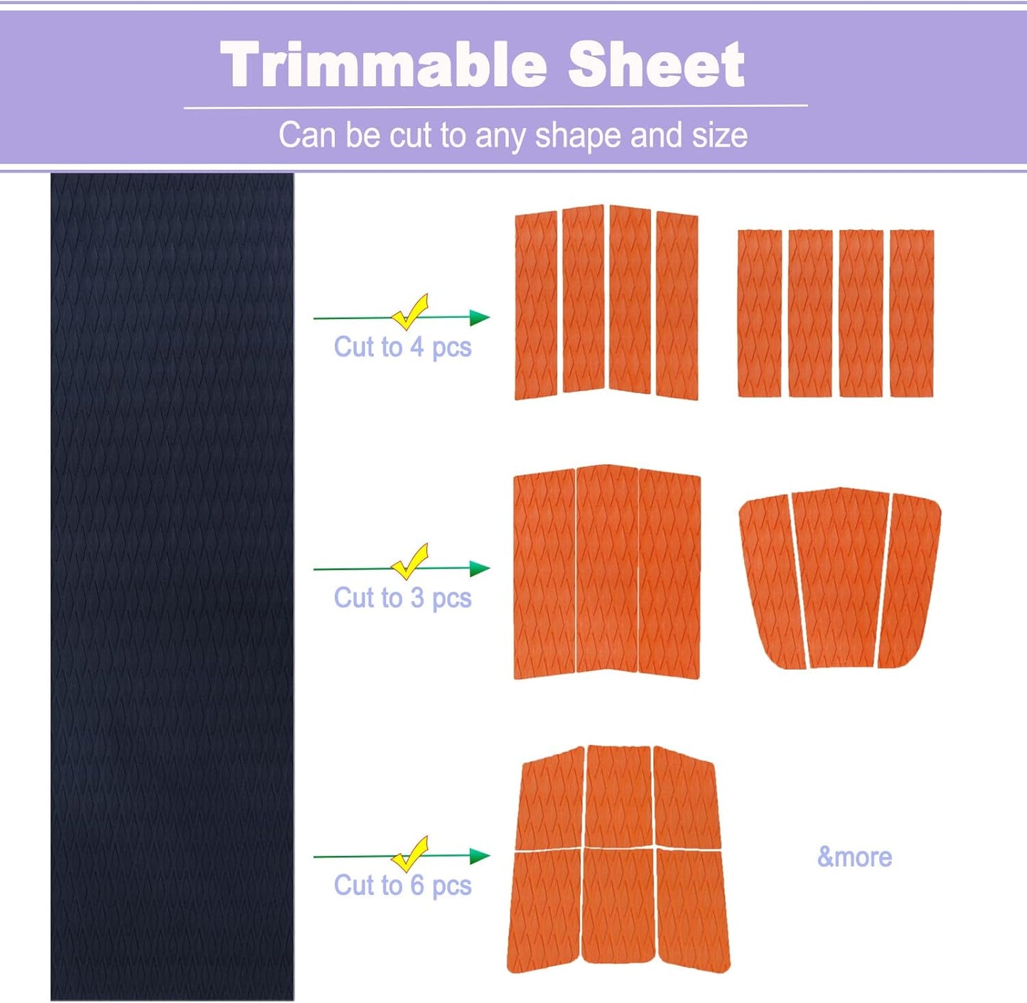 HZshark EVA Foam Boat Decking Sheet Universal DIY Surfboard Traction Pad Non-Slip Grip Mat Trimmable Sheet for Kayak RV Yacht Pool Skateboard Skimboard Step Green Yellow Orange Blue Dark Grey Black