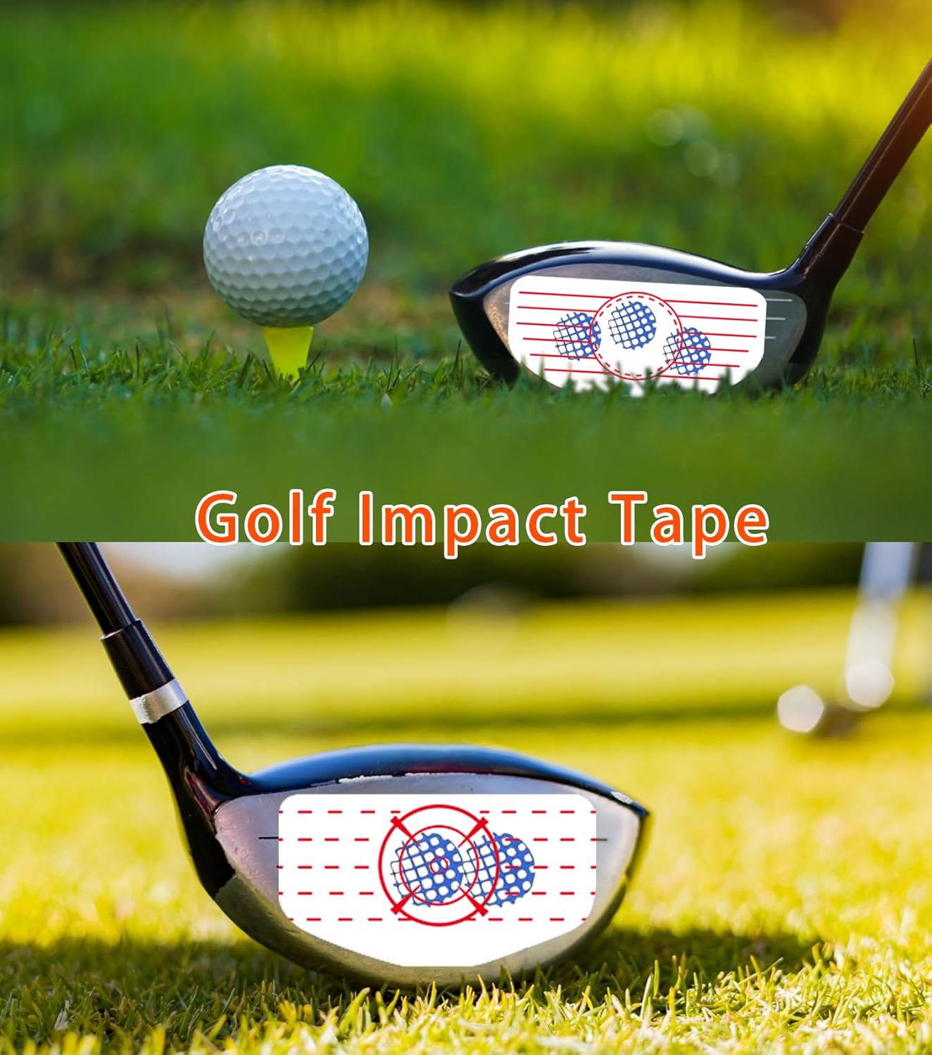 350 pcs Golf Impact Tape, 50 Sheets Swing Training Aid Impact Labels, Improve Golf Swing Accuracy and Distance, Strike Stickers for Iron, Wood & Fairway Clubs