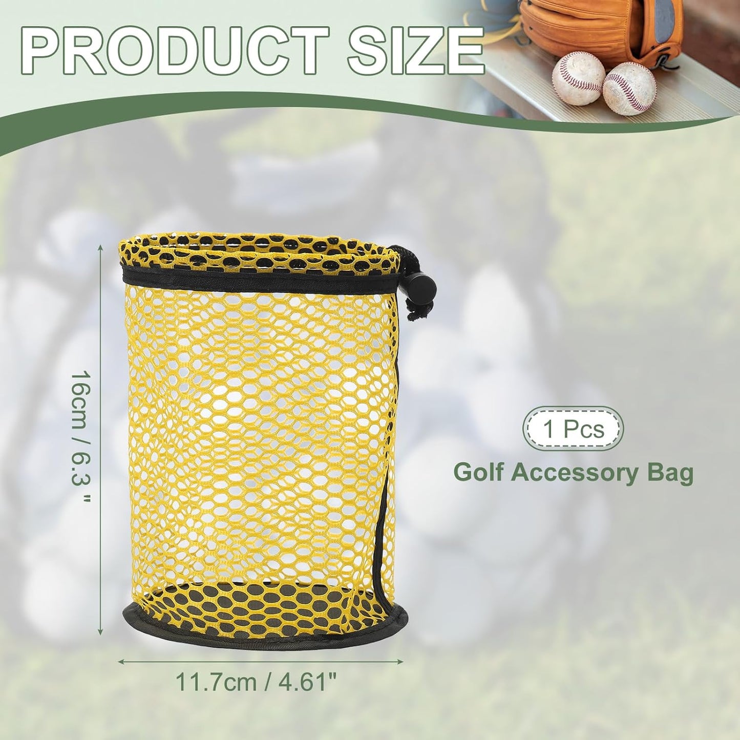 Golf Ball Storage Bag Nylon Mesh Golf Pouch with Adjustable Drawstring Closure for Outdoor Sports Supplies