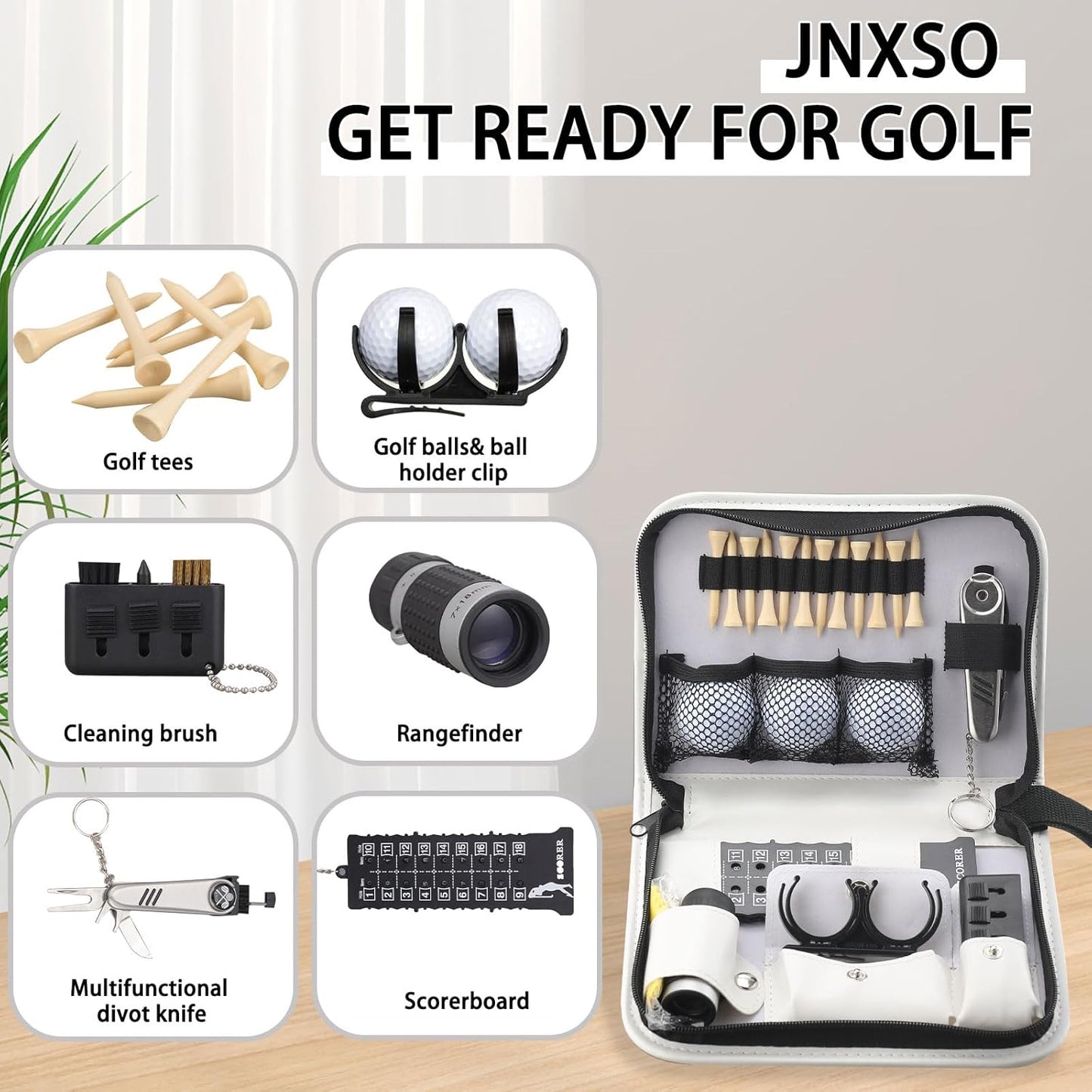 Golf Gifts for Men and Women,Golf Accessories Set with Hi-End Case,Golf Balls,Golf Tees,Golf Multifunctional Divot Tool,Rangefinder Golf Brush,Golf Scorer，Golf Ball Clamp