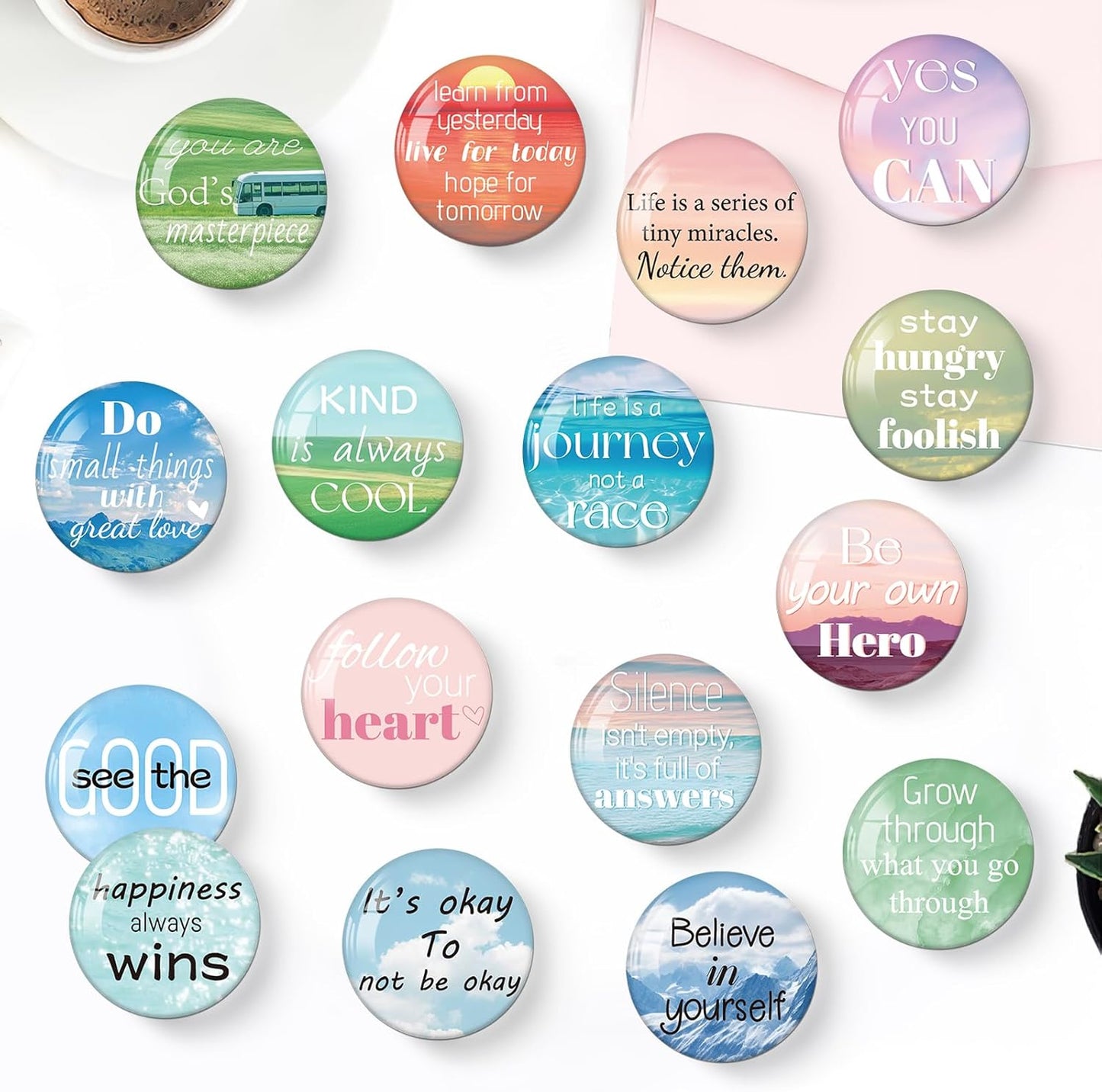 MORCART 16PCS Inspirational Magnets for Fridge, Motivational Quote Refrigerator Magnets Decorative for Locker Whiteboard Cabinet Office Kitchen Blackboard