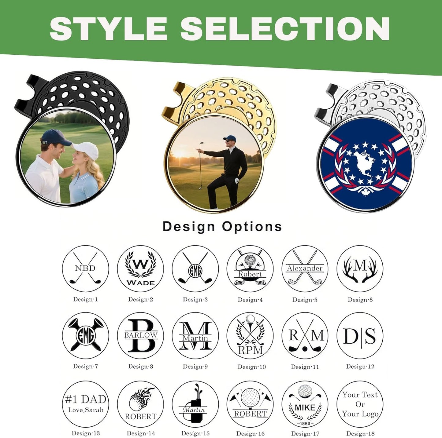 Custom Ball Marker Hat Clip, Personalized 1" Golf Ball Marker Hat Clip, Golf Ball Marker with Your Personalized Photo/Logo/Text,Ideal Golf Gift for Men Women