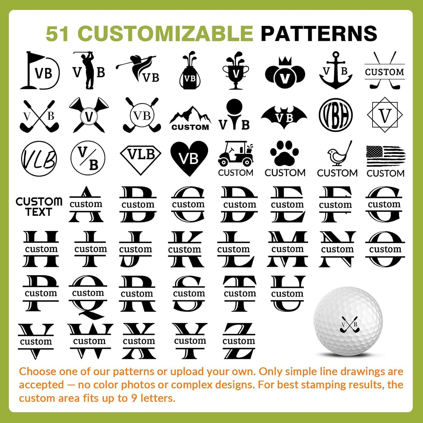 Custom Golf Ball Stamp - Personalized Large Self-Inking Marker for Golf Balls | Quick-Dry Waterproof Logo Stamp | Reusable Custom Golf Gift for Golfers