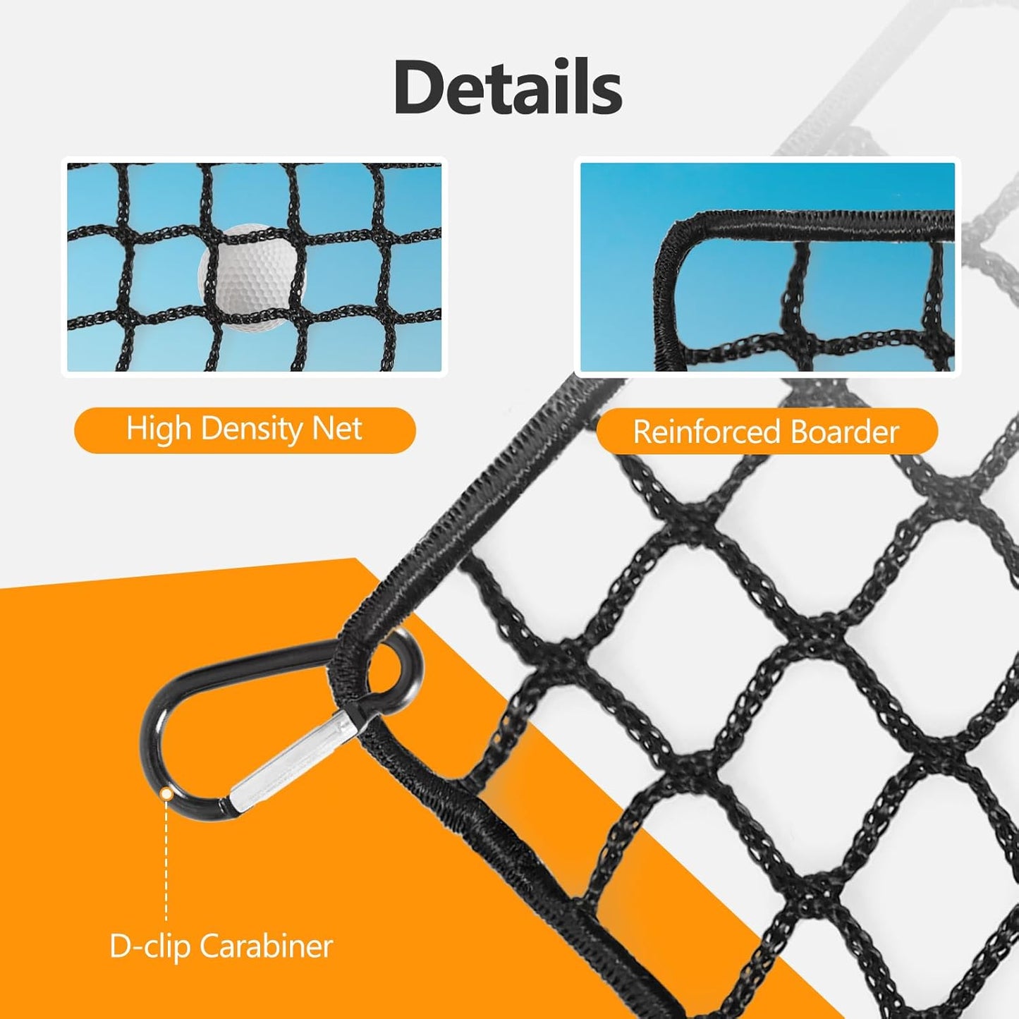 SHANTRA Golf Net Without Frame, 10x10x10ft Golf Batting Cage Netting, Golf Netting with 4 Carabiners and 4 Tie Rope, Golf Practice Net for Indoor, Outdoor, Backyard, Golf Simulator, Impact Screen